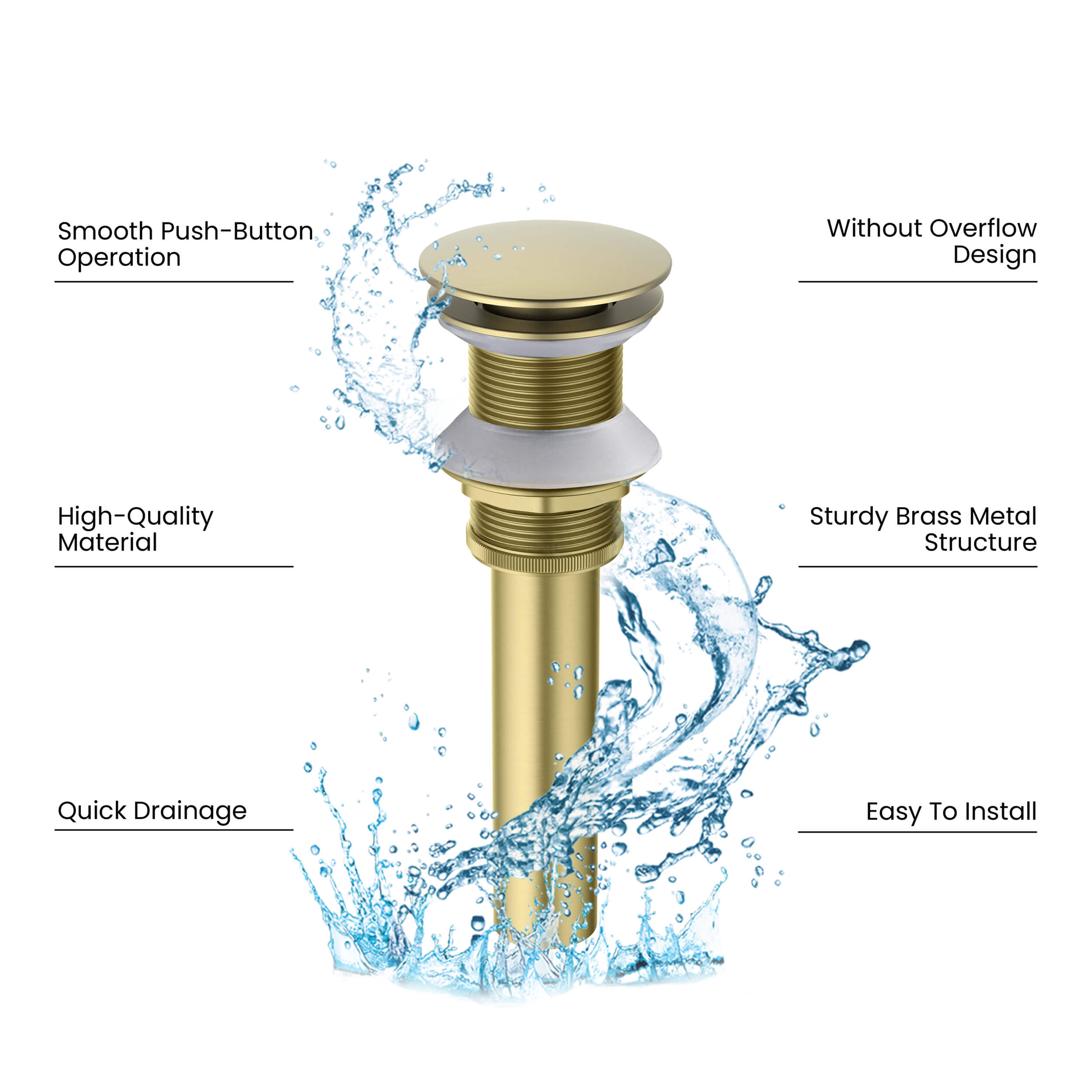 Pop Up Drain Stopper for Bathroom without Overflow KPW103 view 3