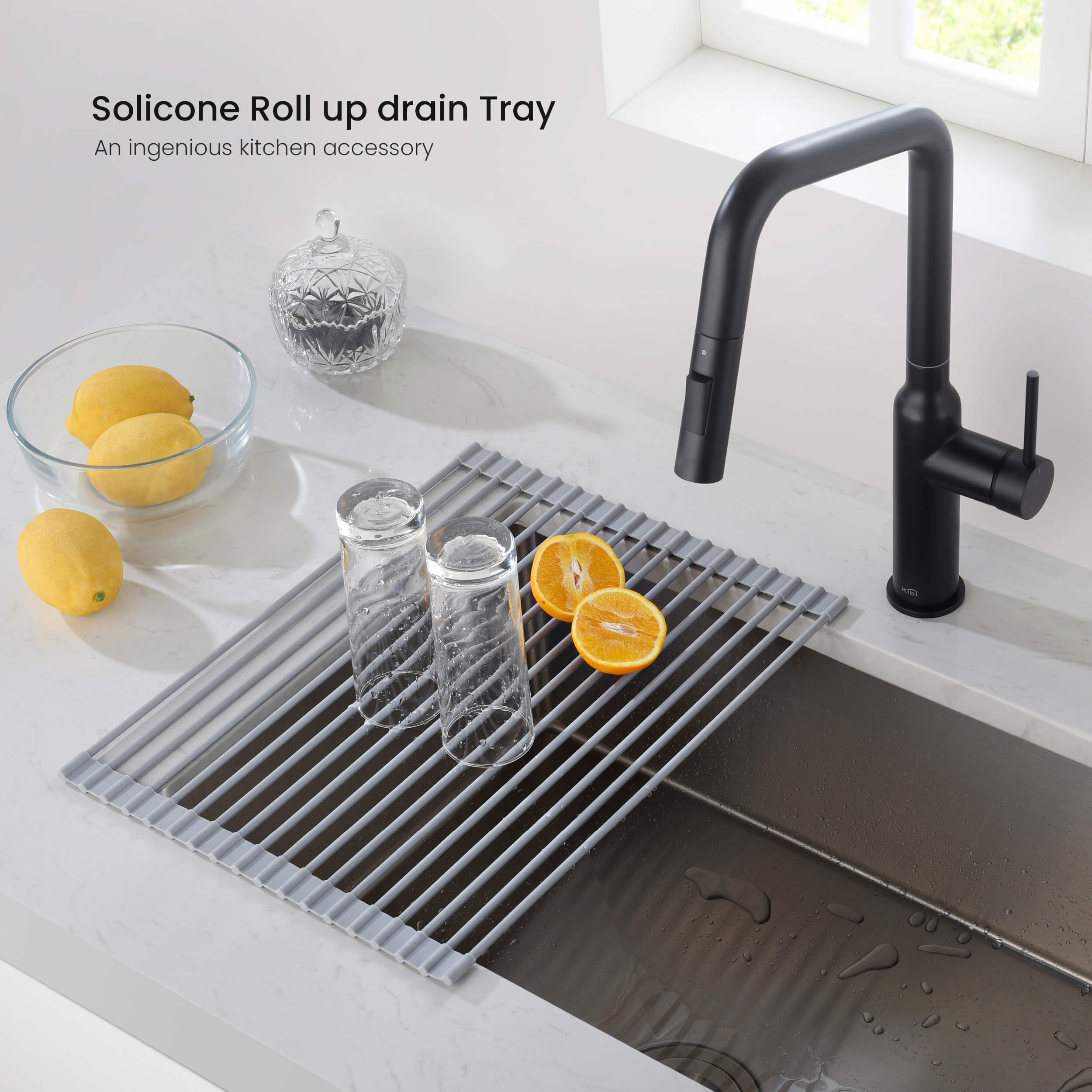 17″ Multipurpose Silicone Roll Up Drain Tray - KRT101LG view 4
