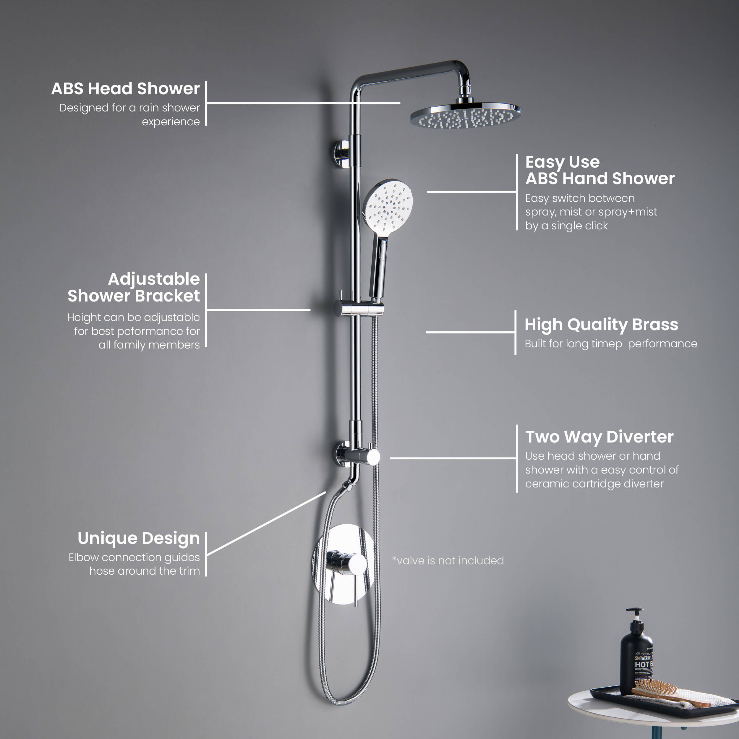Circular Shower Column with Dual Function Shower Head KSC401 view 2