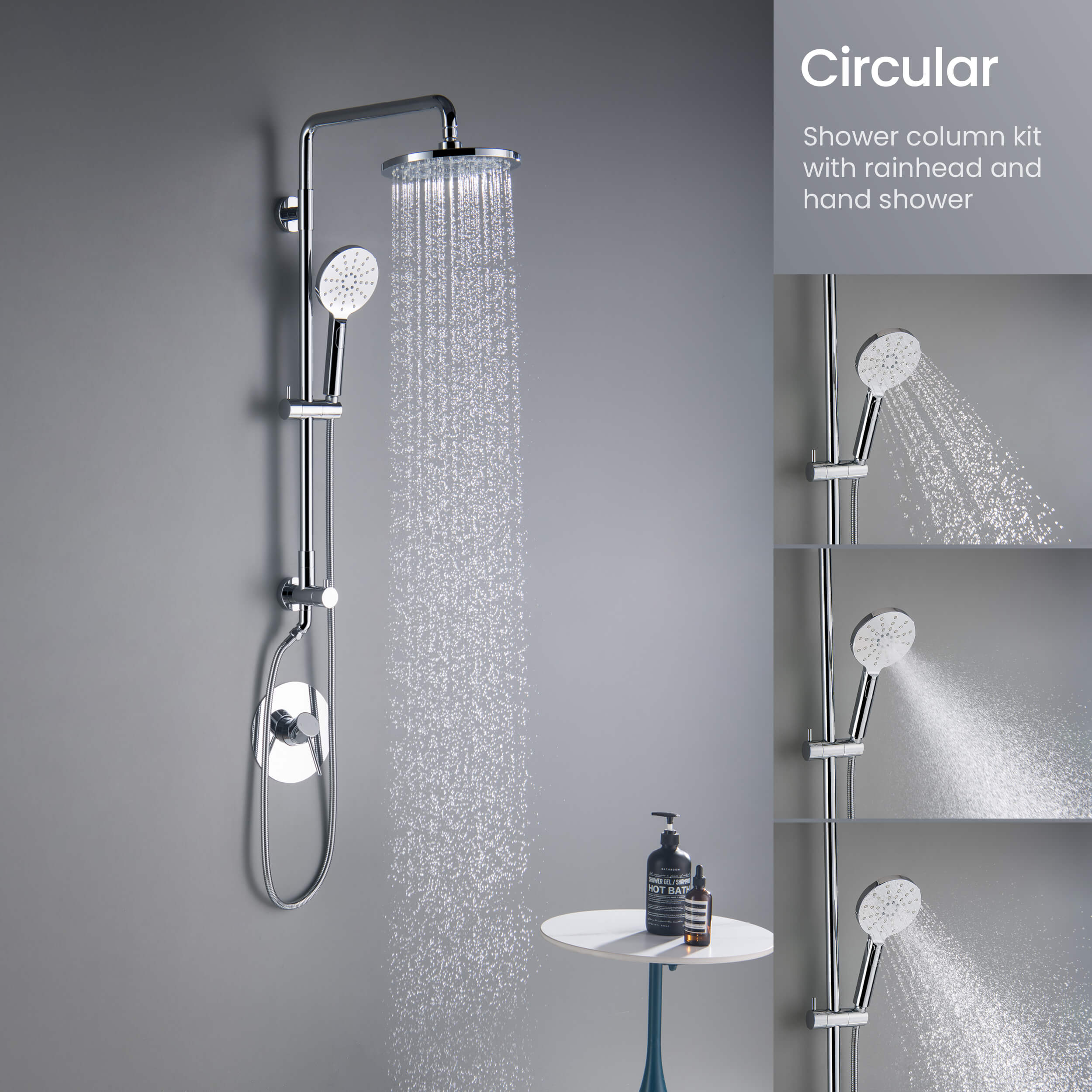 Circular Shower Column with Dual Function Shower Head KSC401 view 3