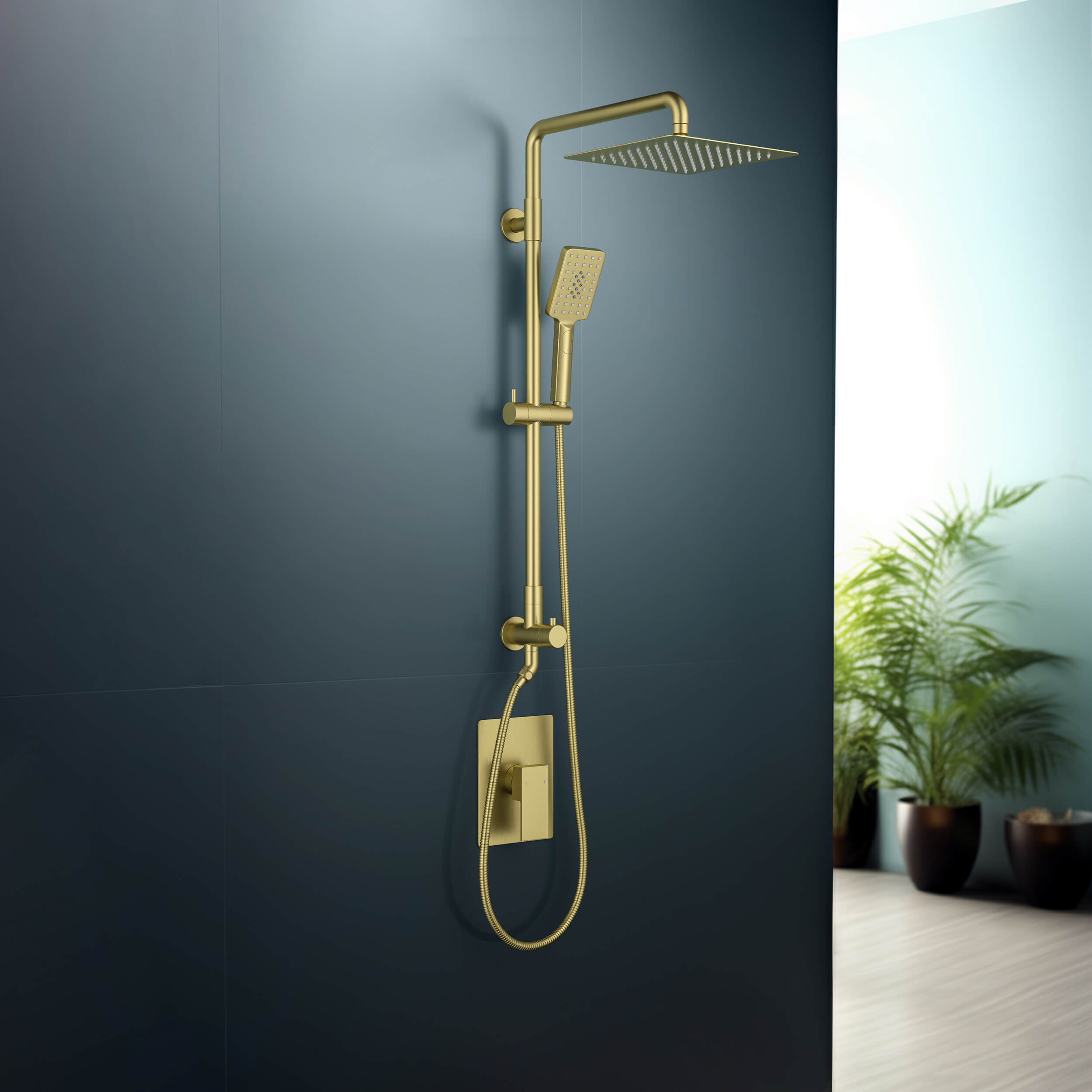 Cube Pressure Balanced 2-Function Shower Column with Rough In Valve KSC404 view 2