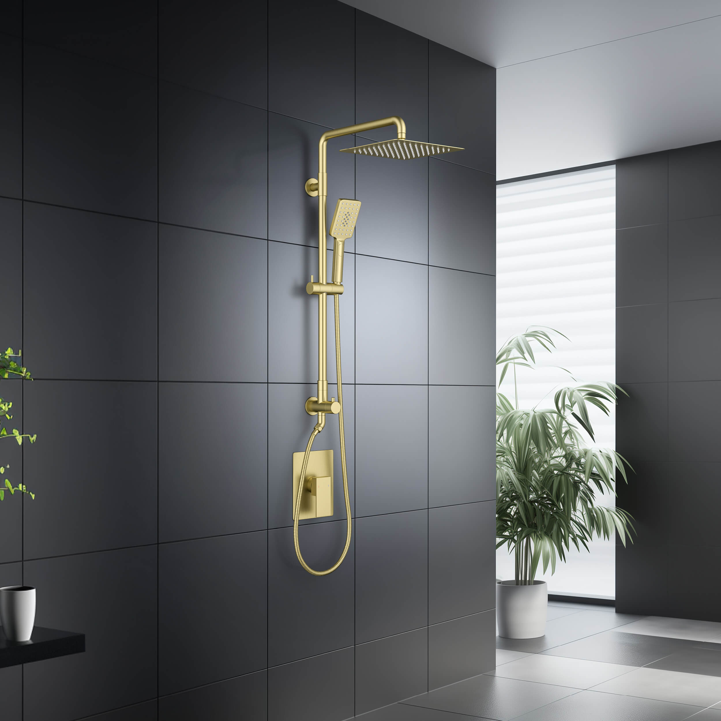 Cube Pressure Balanced 2-Function Shower Column with Rough In Valve KSC404 view 3