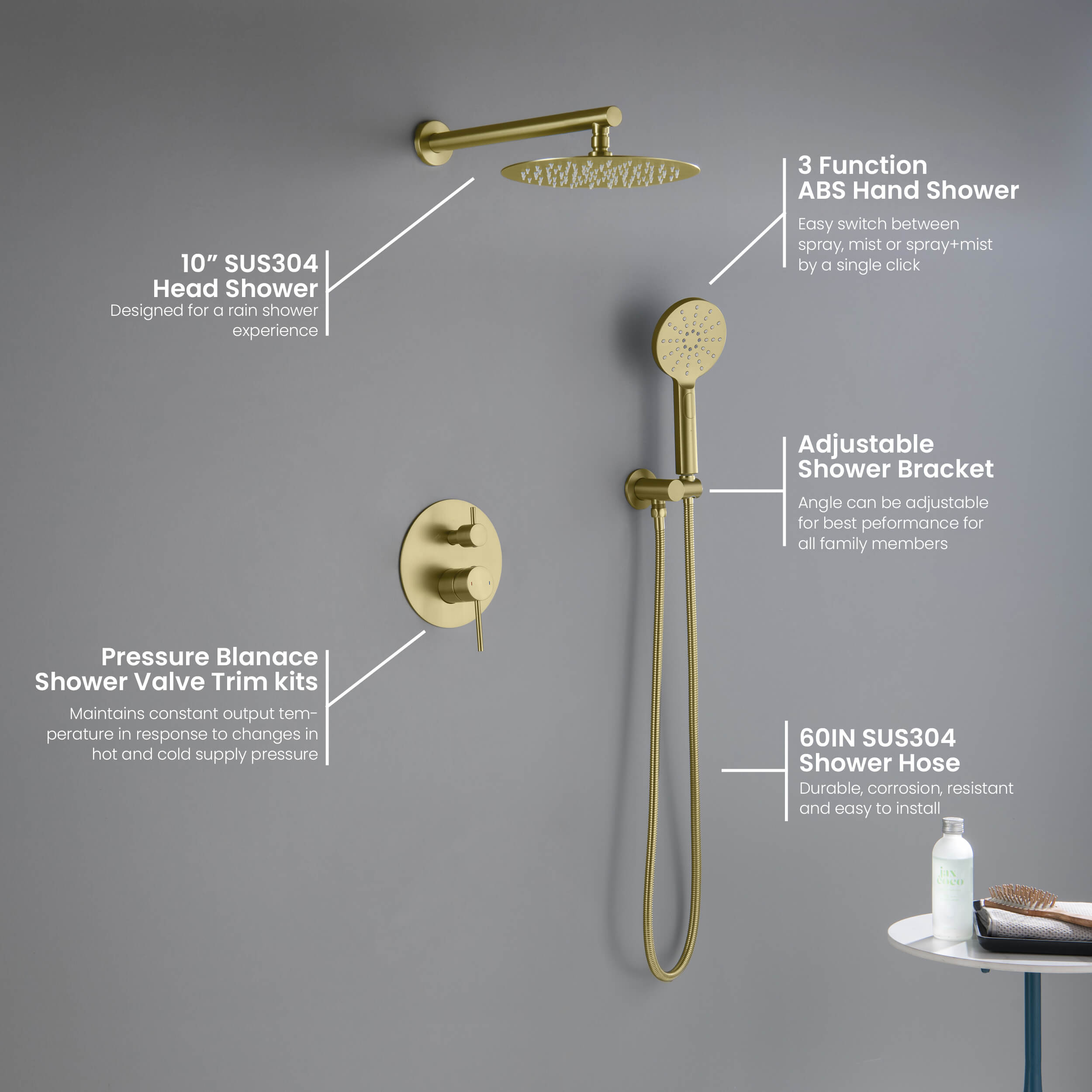 Circular Pressure Balanced 2-Function Shower System with Rough-In Valve KSF403 view 3