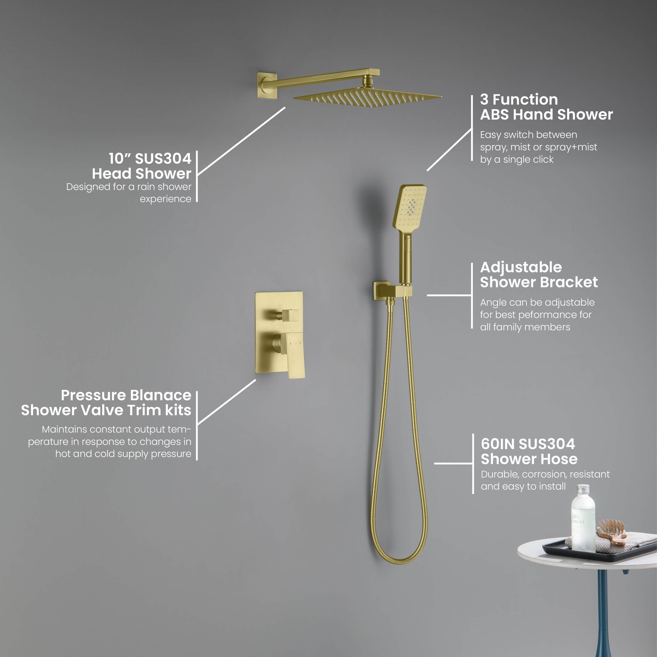 Cube Pressure Balanced 2-Function Shower System with Rough-In Valve KSF405 view 3