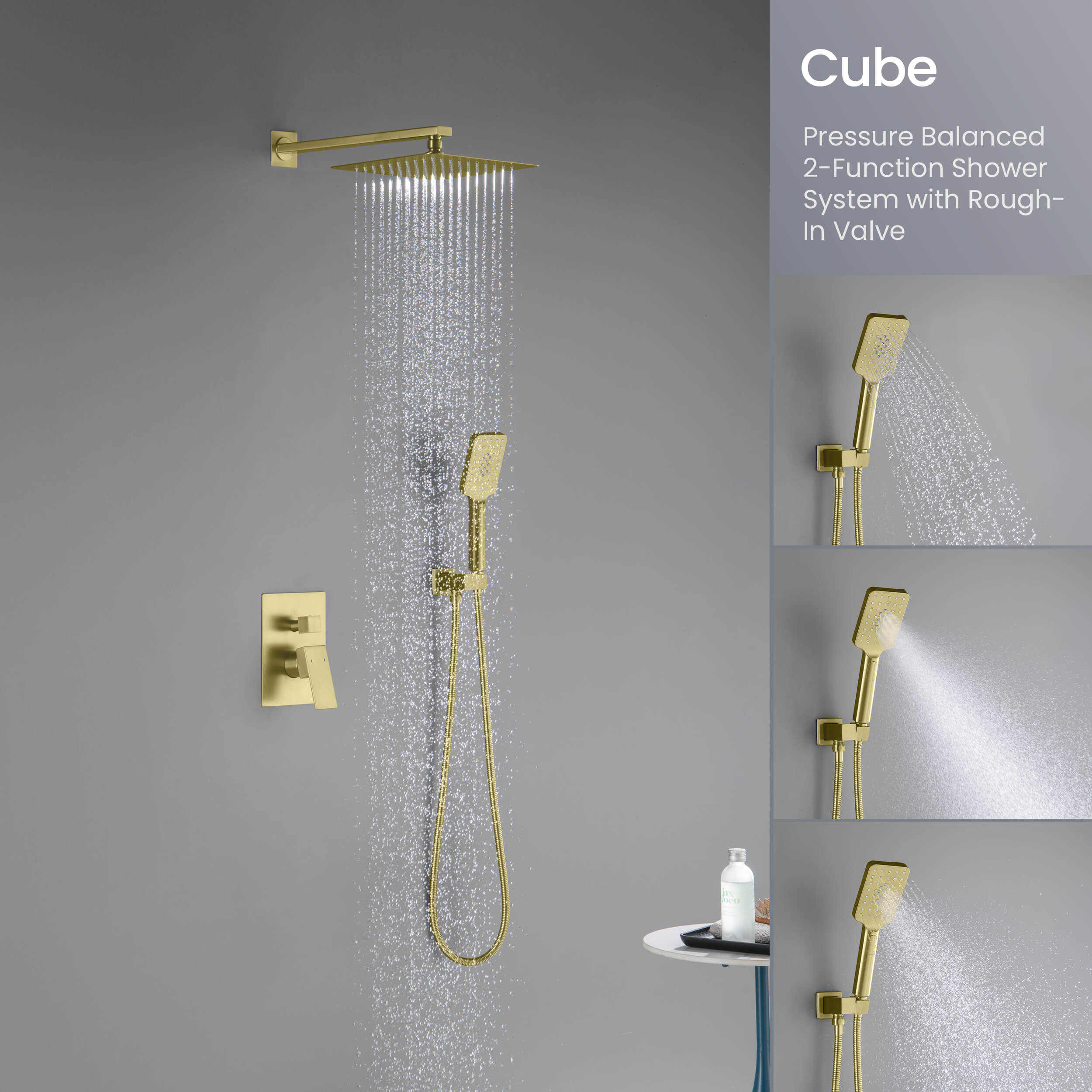 Cube Pressure Balanced 2-Function Shower System with Rough-In Valve KSF405 view 4