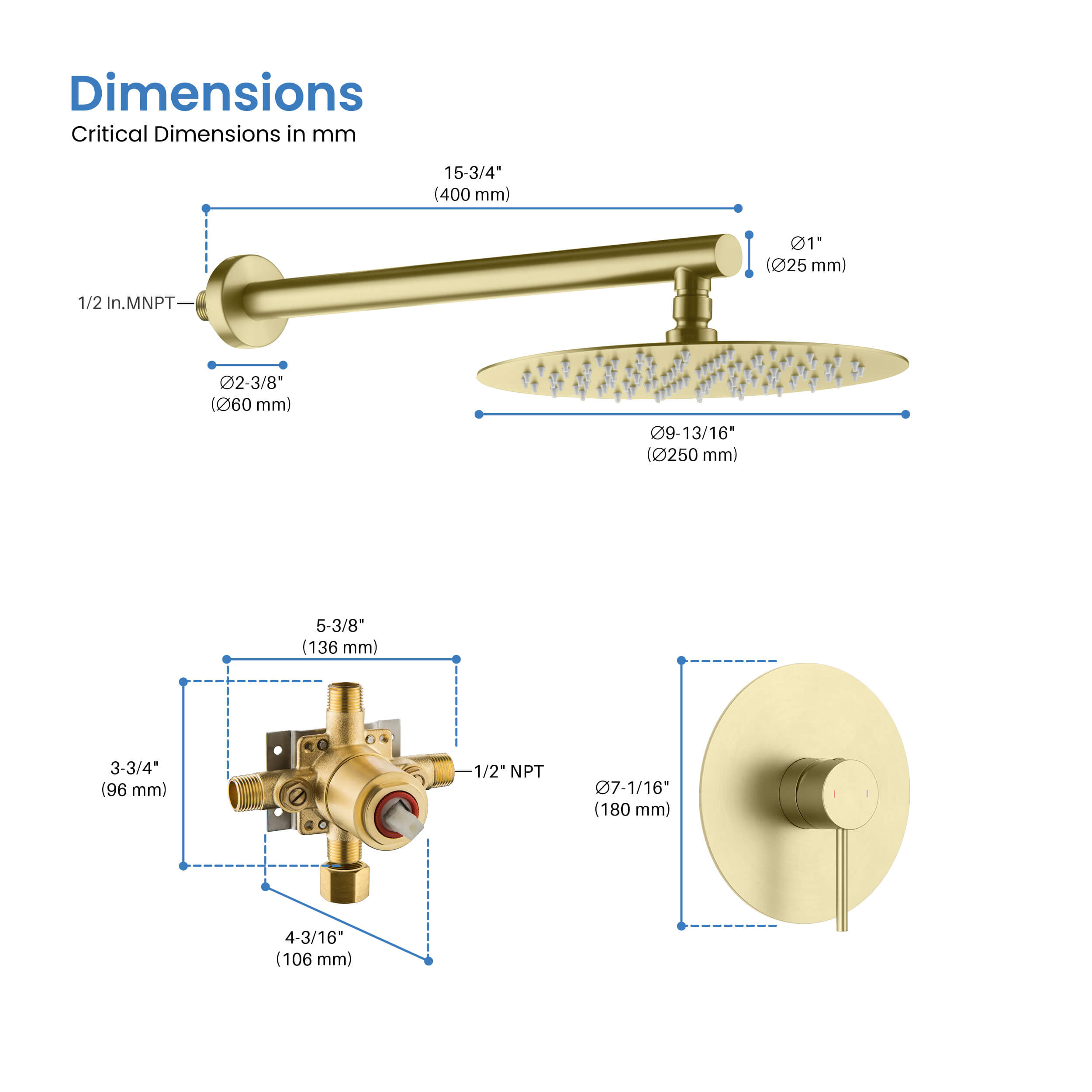 Circular Pressure Balanced Single Function Shower System with Rough In Valve KSF407 view 5