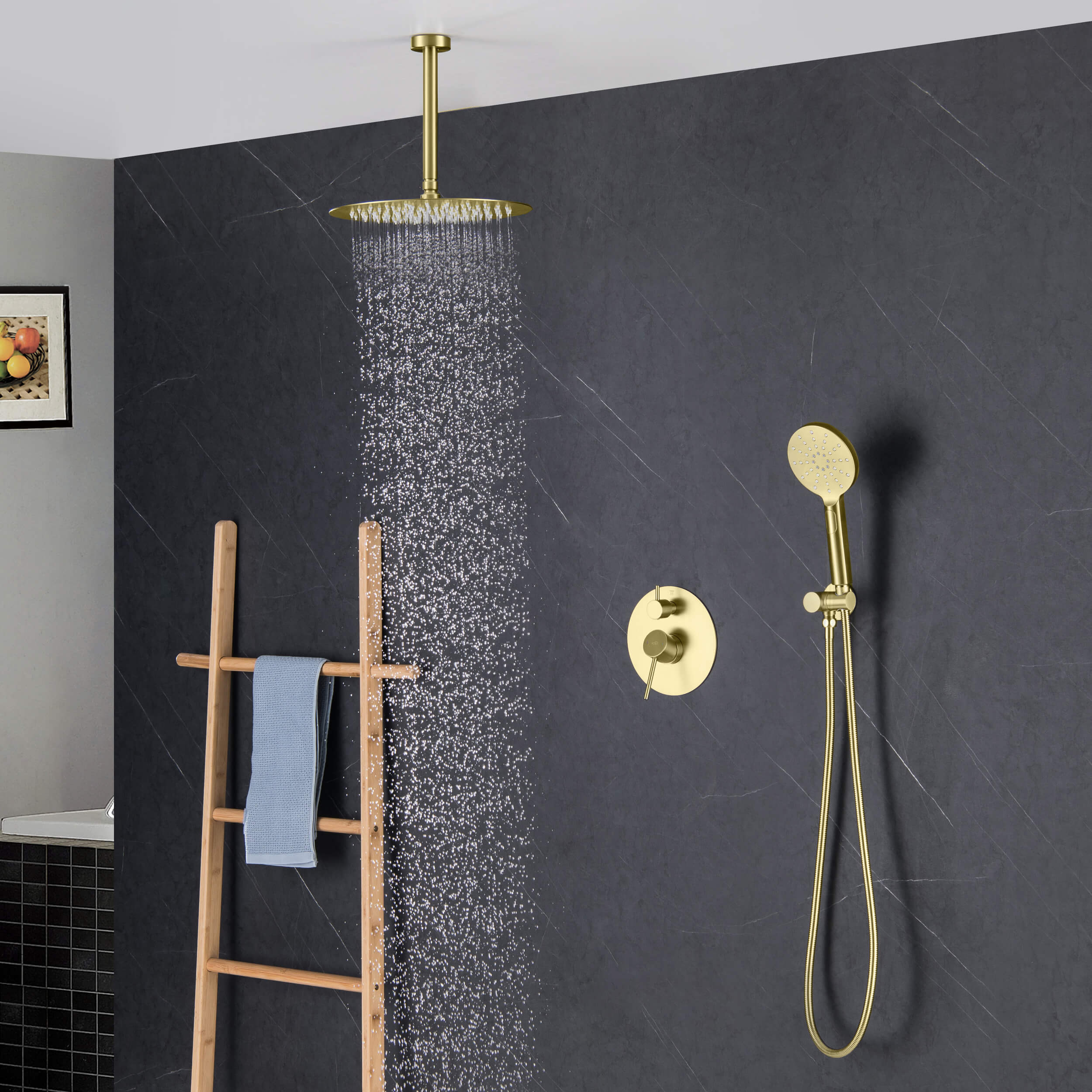 Circular Pressure Balanced Ceiling Mounted 2-Function Shower System with Rough In Valve - KSF408 view 3