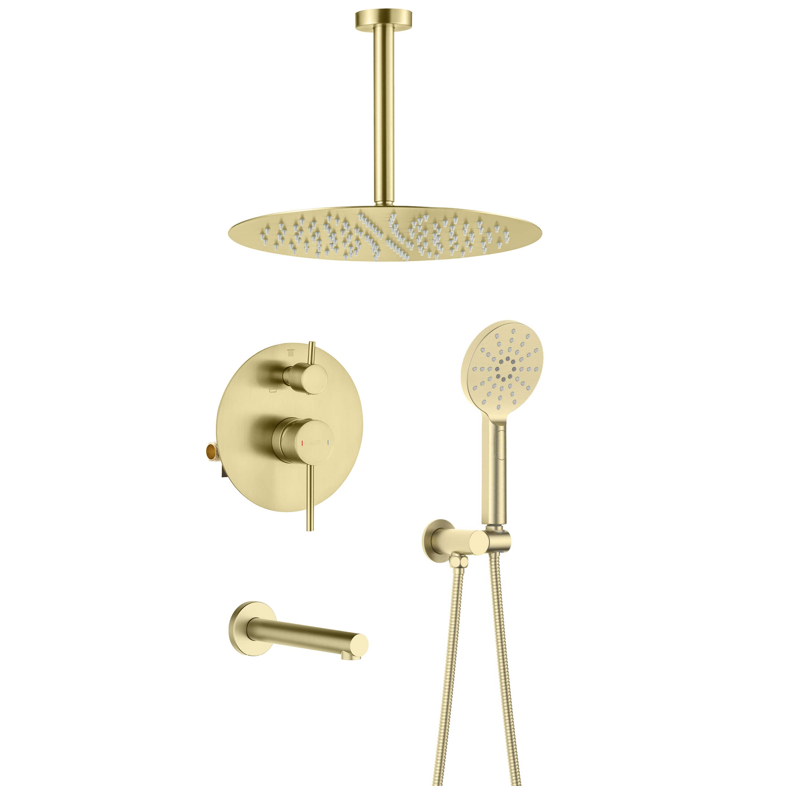 Circular Pressure Balanced Ceiling Mounted 3-Function Shower System with Rough In Valve - KSF409 view 1