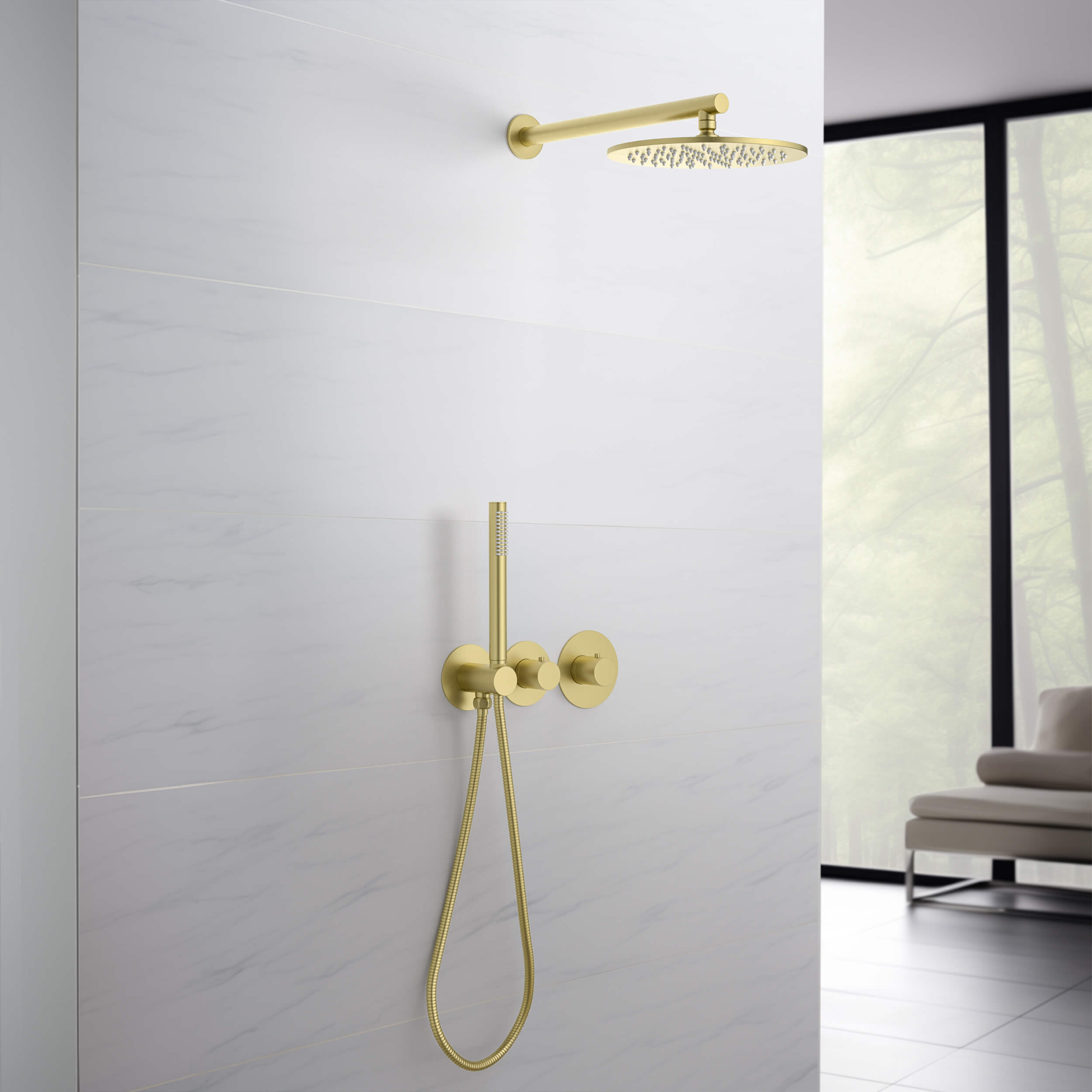 Circular 2 Function Thermostatic Shower System With Rough In Valve - KSF410 view 4
