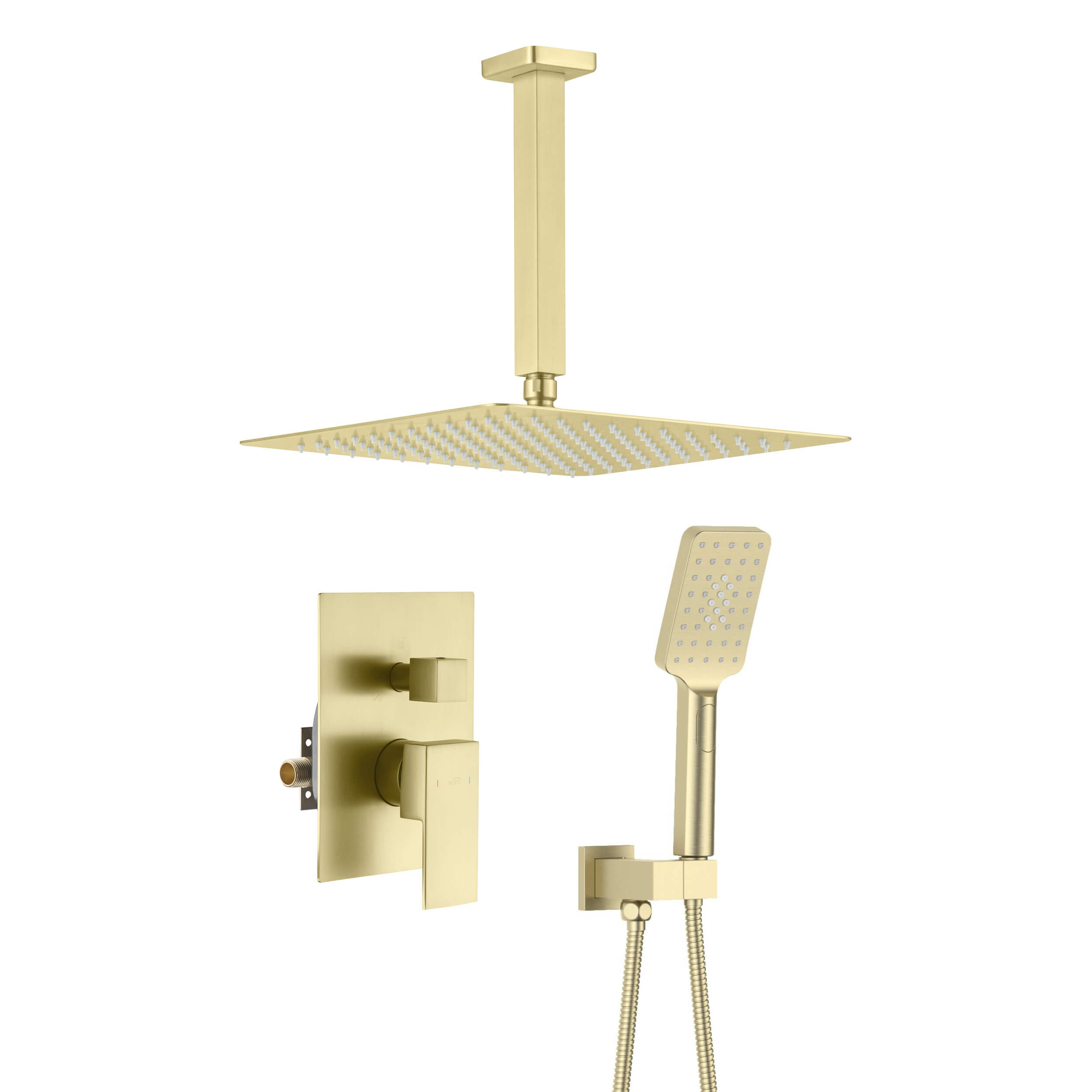 Cube Pressure Balanced Ceiling Mounted 2-Function Shower System with Rough In Valve - KSF412 view 1