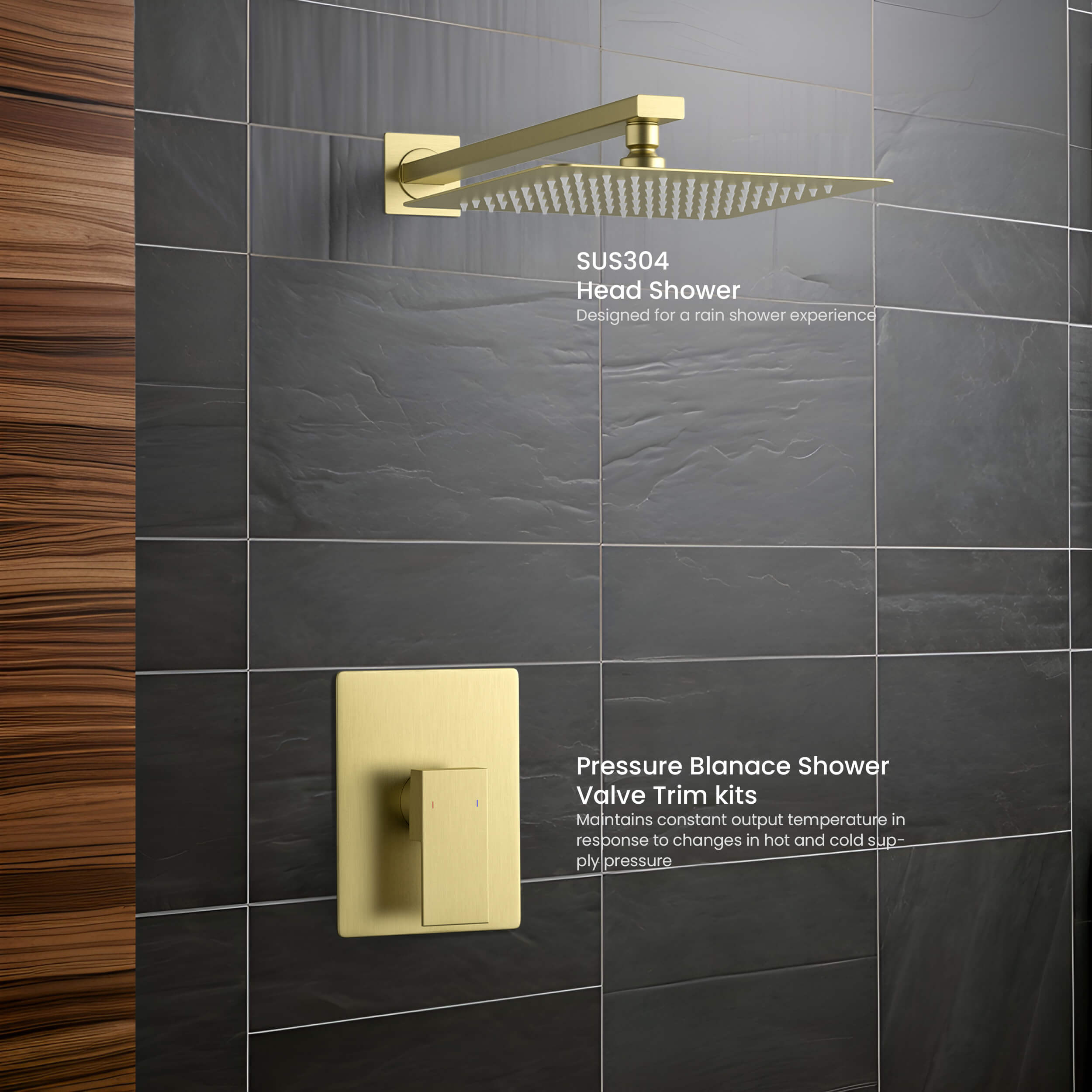 Cube Pressure Balanced Single Function Shower System with Rough In Valve - KSF411 view 5