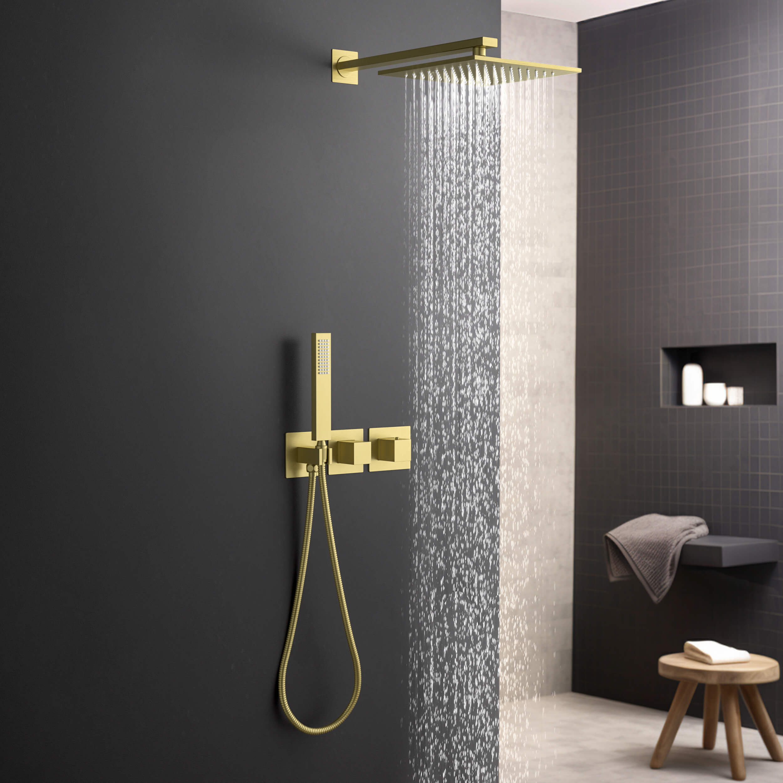 Cube 2 Function Thermostatic Shower System With Rough In Valve - KSF414 view 3
