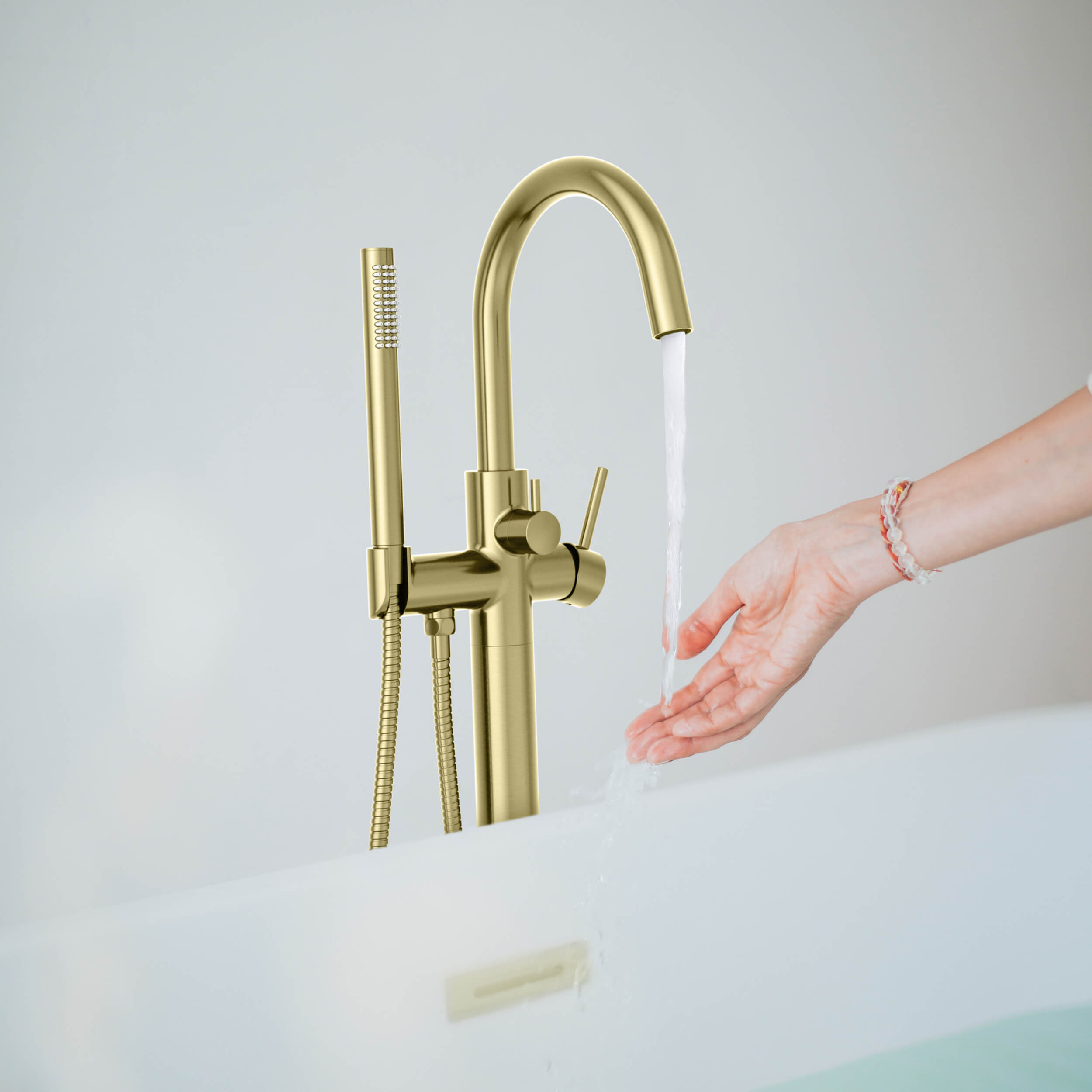 Circular Floor Mount Tub Filler With Hand Shower KTF301 view 4