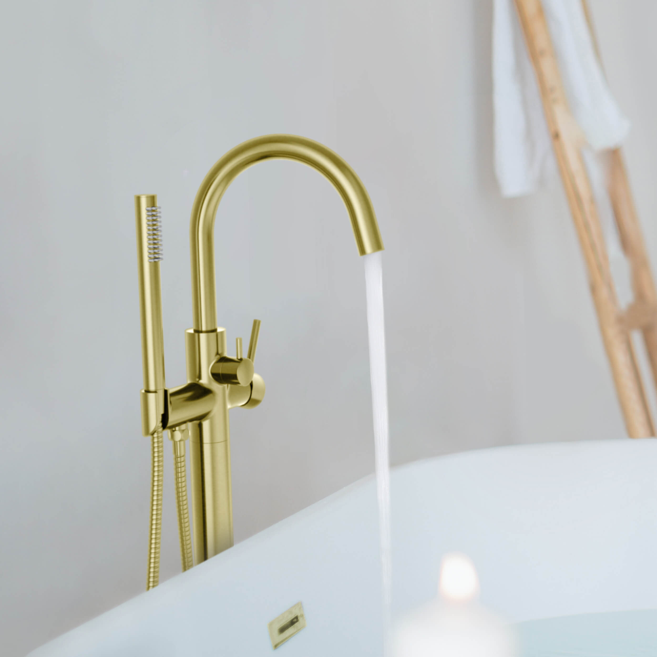 Circular Floor Mount Tub Filler With Hand Shower KTF301 view 3