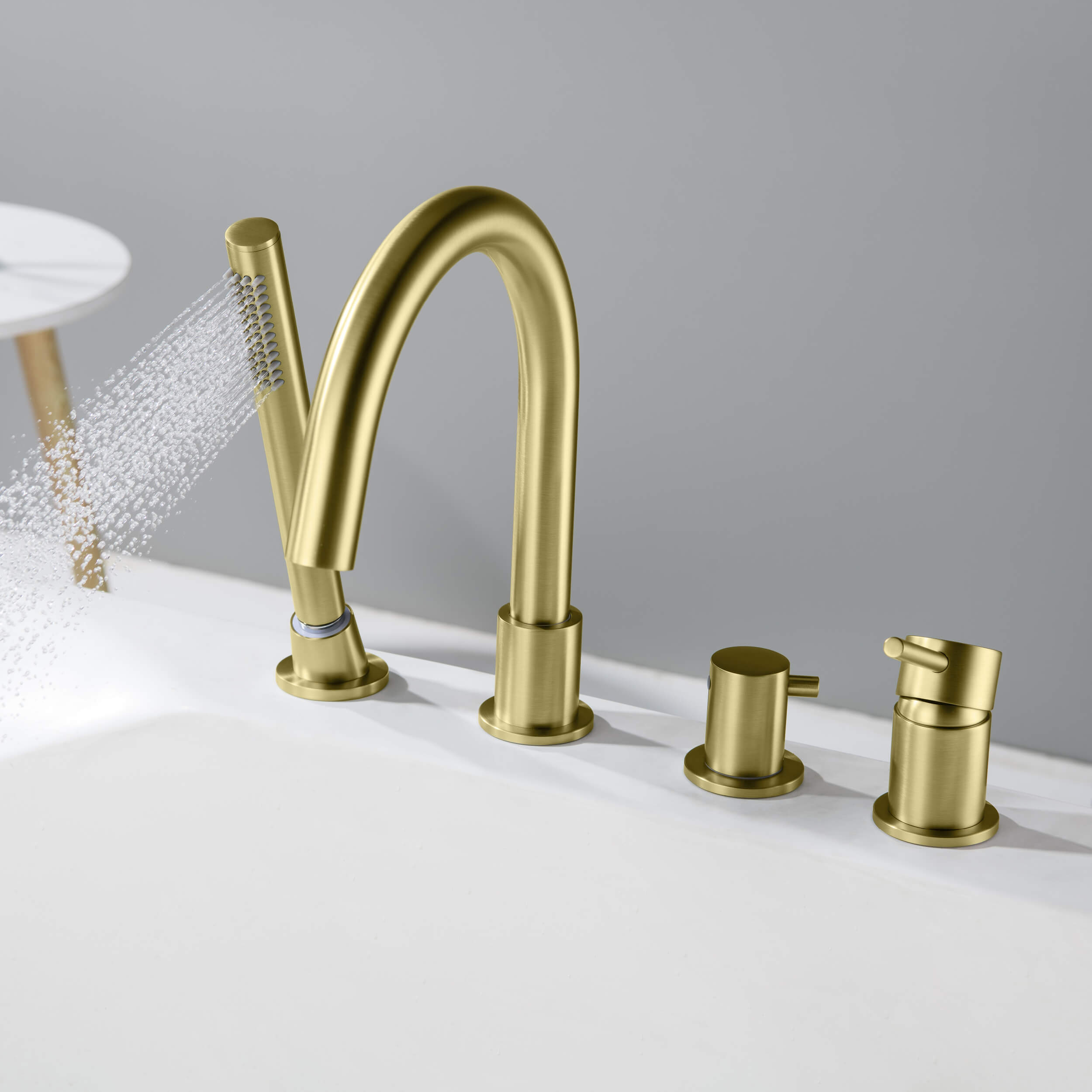 Circular Deck Mounted Bathtub Faucet with Hand Shower KTF3101 view 4