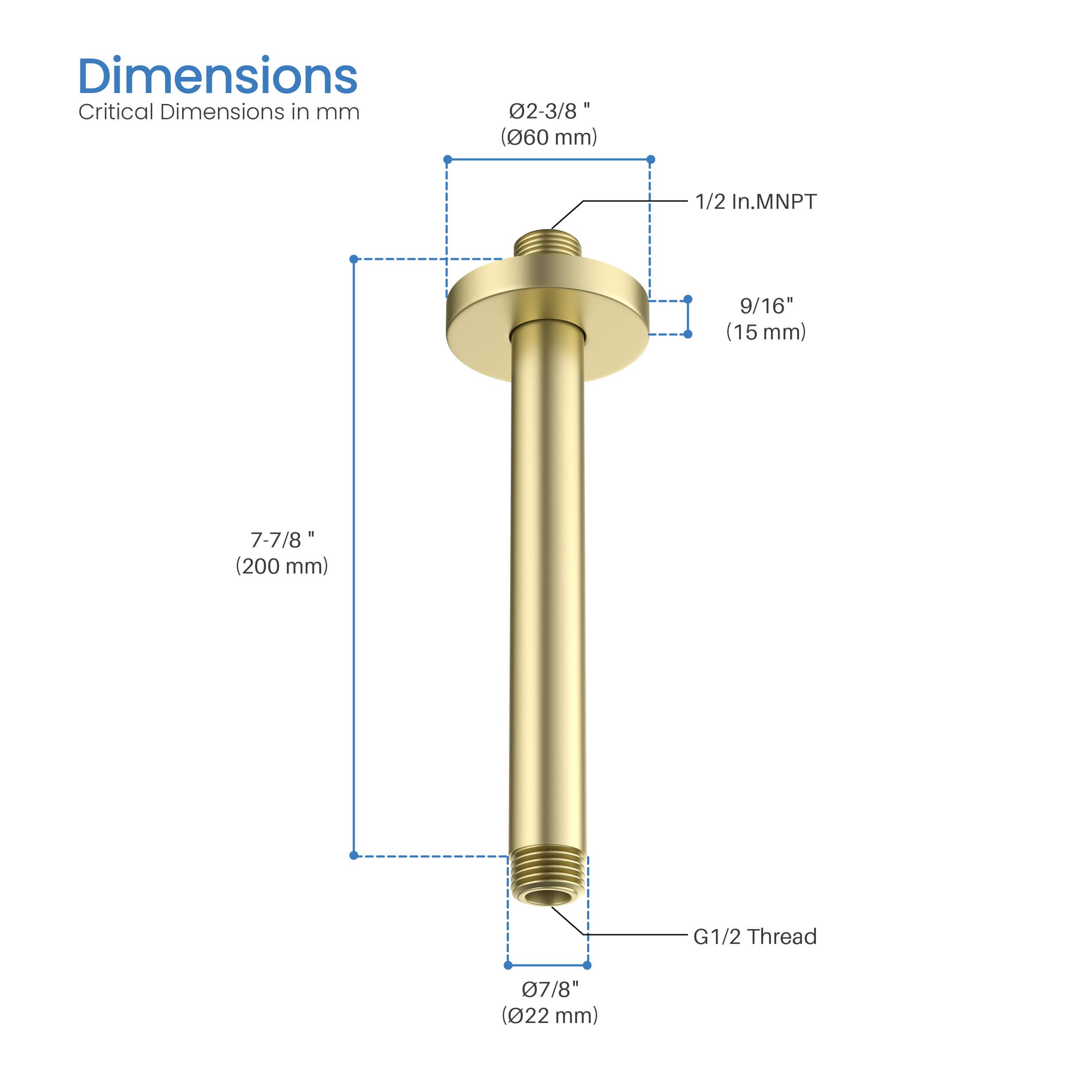 Circular 8" Ceiling Mounted Shower Arm SA0800-KB view 4