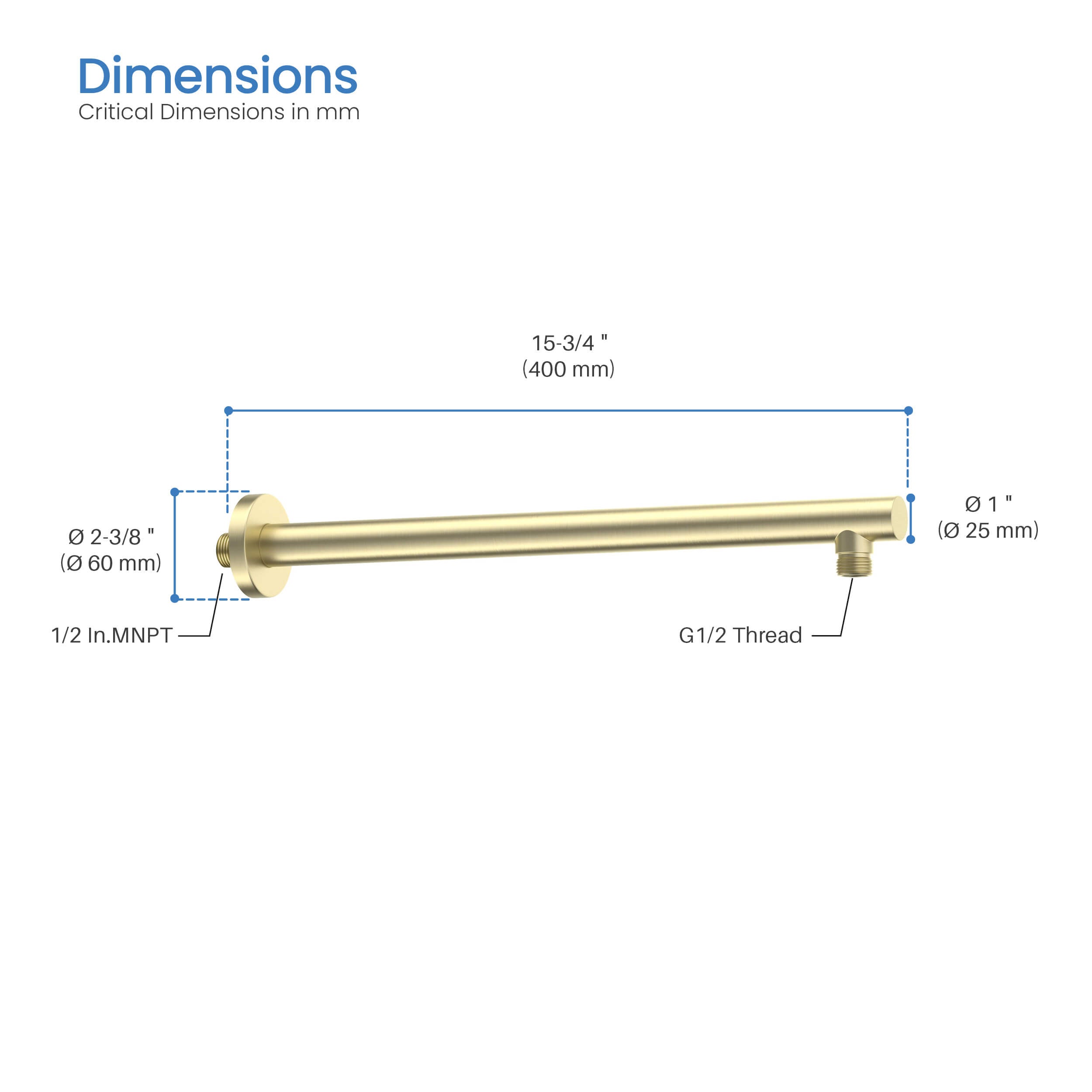Circular 16" Wall Mounted Shower Arm SA1600-KB view 5