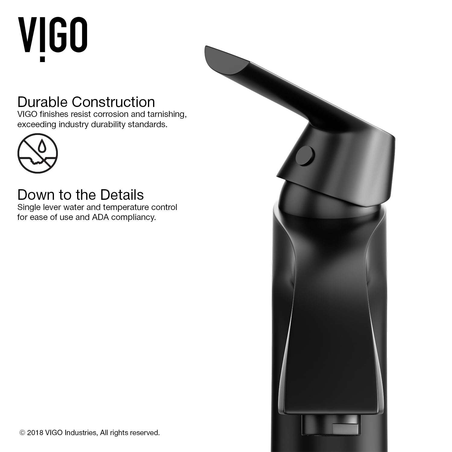 Penela Single-Hole Bathroom Faucet in Matte Black view 5