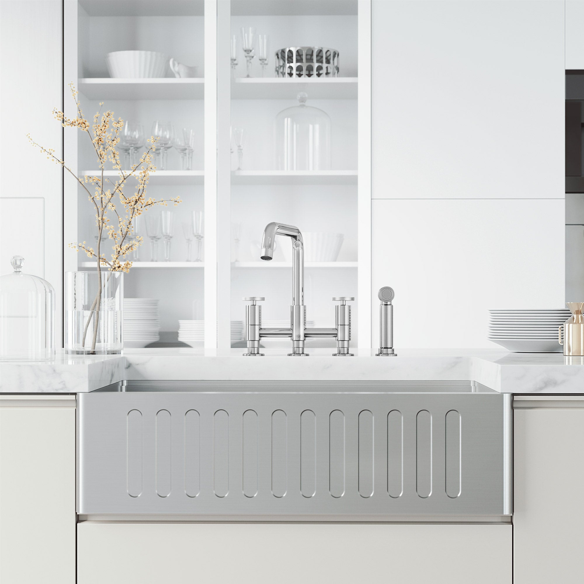 Cass Pull-Out Bridge Kitchen Faucet view 5