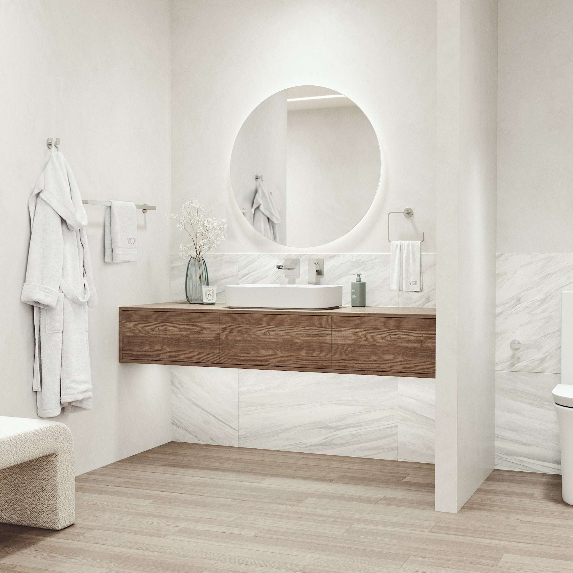 Arden 4-Piece Bath Hardware Set with 24 in. Towel Bar, Toilet Paper Holder, Hand Towel Holder, Hook view 2