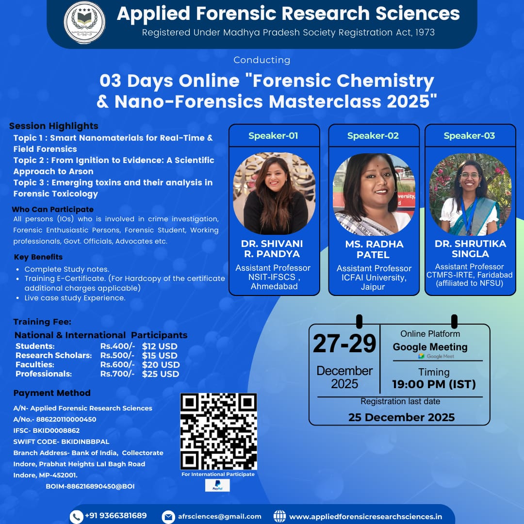 𝐅𝐨𝐫𝐞𝐧𝐬𝐢𝐜 𝐂𝐡𝐞𝐦𝐢𝐬𝐭𝐫𝐲 & 𝐍𝐚𝐧𝐨-𝐅𝐨𝐫𝐞𝐧𝐬𝐢𝐜𝐬 𝐌𝐚𝐬𝐭𝐞𝐫𝐜𝐥𝐚𝐬𝐬 𝟐𝟎𝟐𝟓