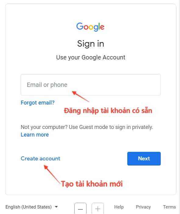 Cách tạo tài khoản Gmail