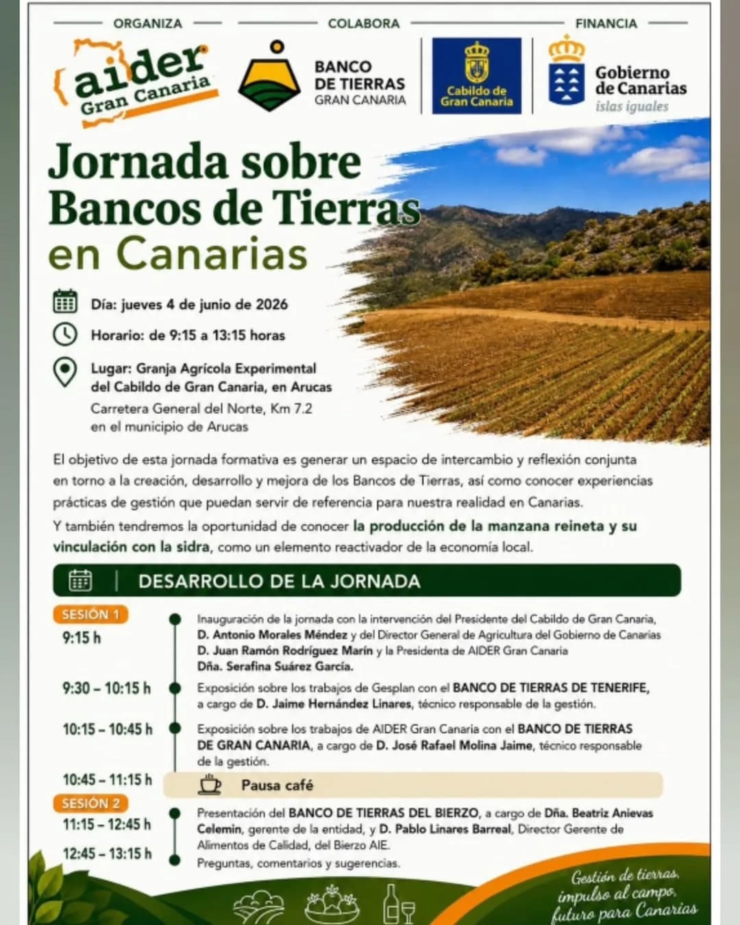Imagen del evento Jornada Bancos de Tierras en Canarias junio-2026