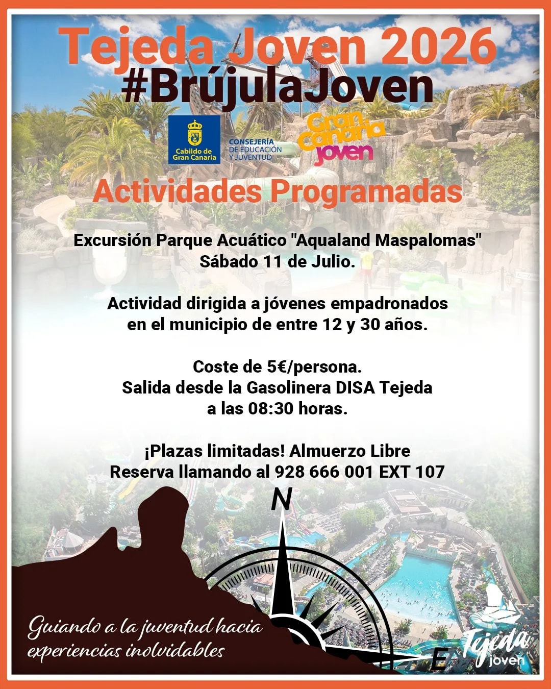 Imagen del evento Jovenes Excursion Aqualand Maspalomas desde Tejeda julio-2026