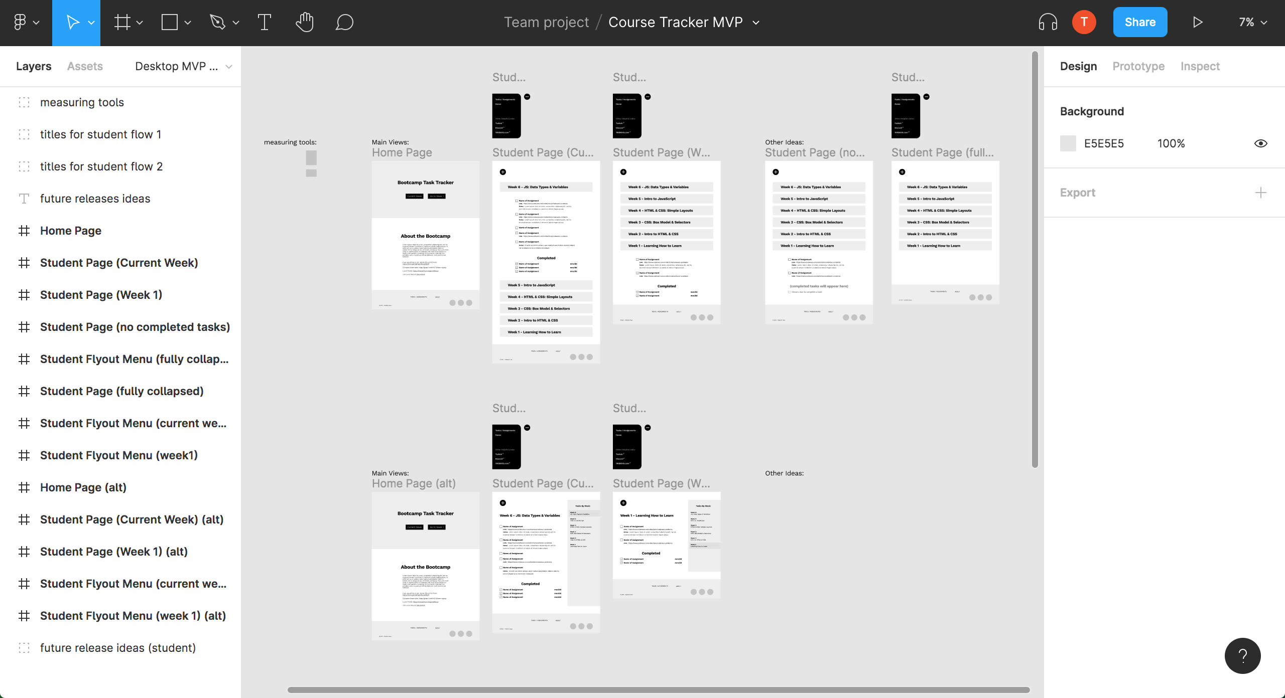 Screen shot of the Guidely wireframe