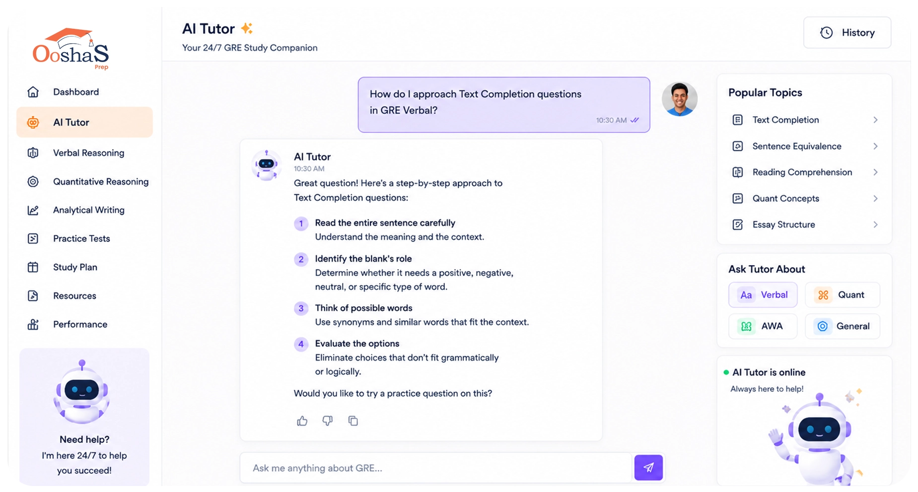 Virtual AI Tutor for SAT Coaching