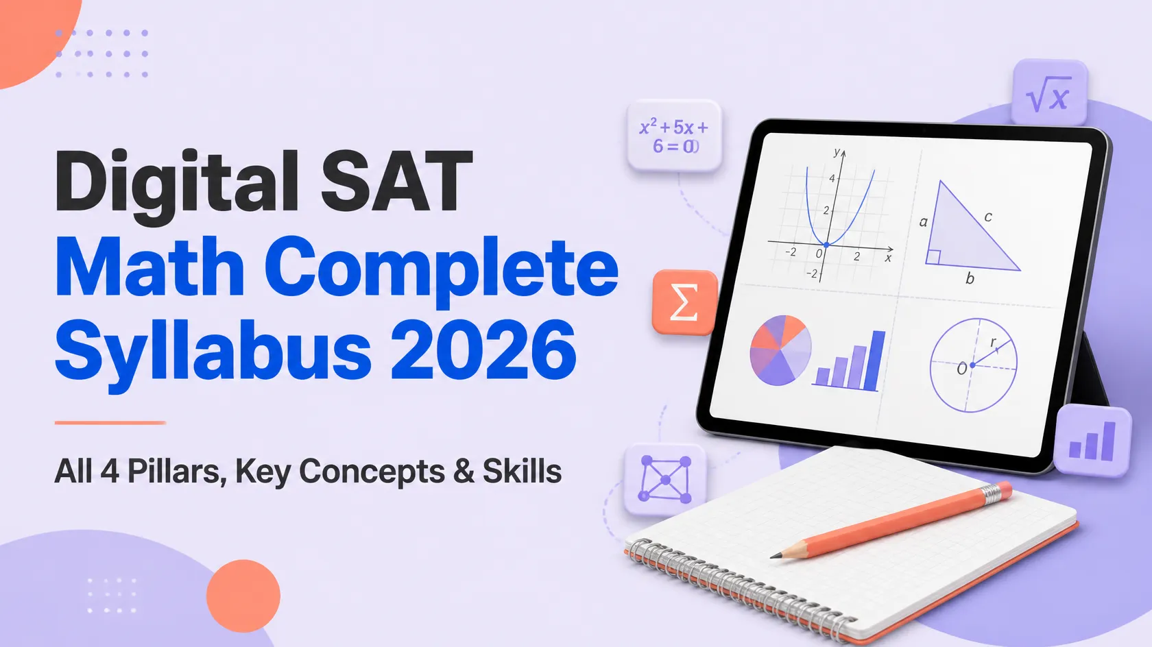 Digital SAT Math Complete Syllabus 2026: All 4 Pillar, Key Concepts & Skills image
