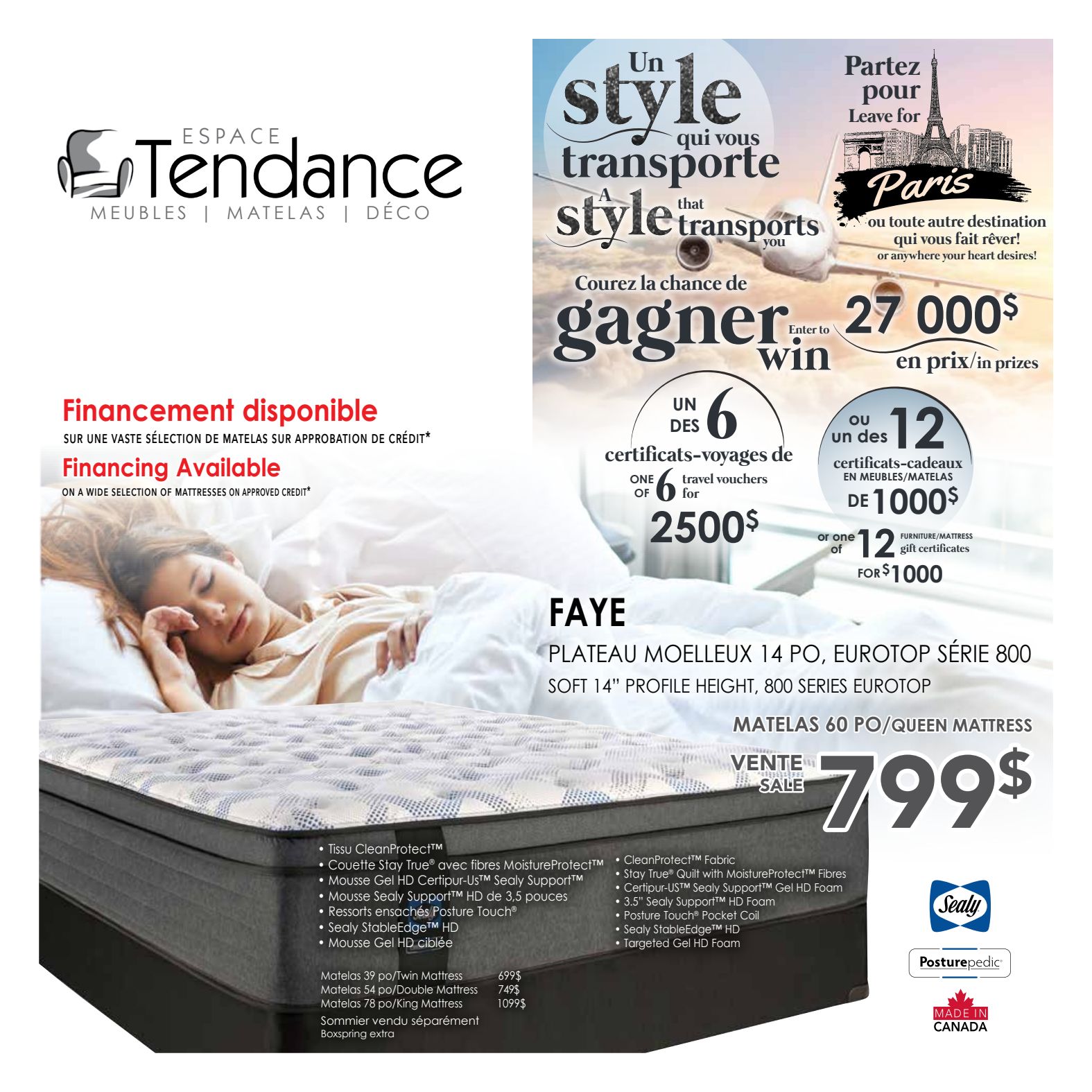 Espace Tendance Sealy Mattresses Flyer