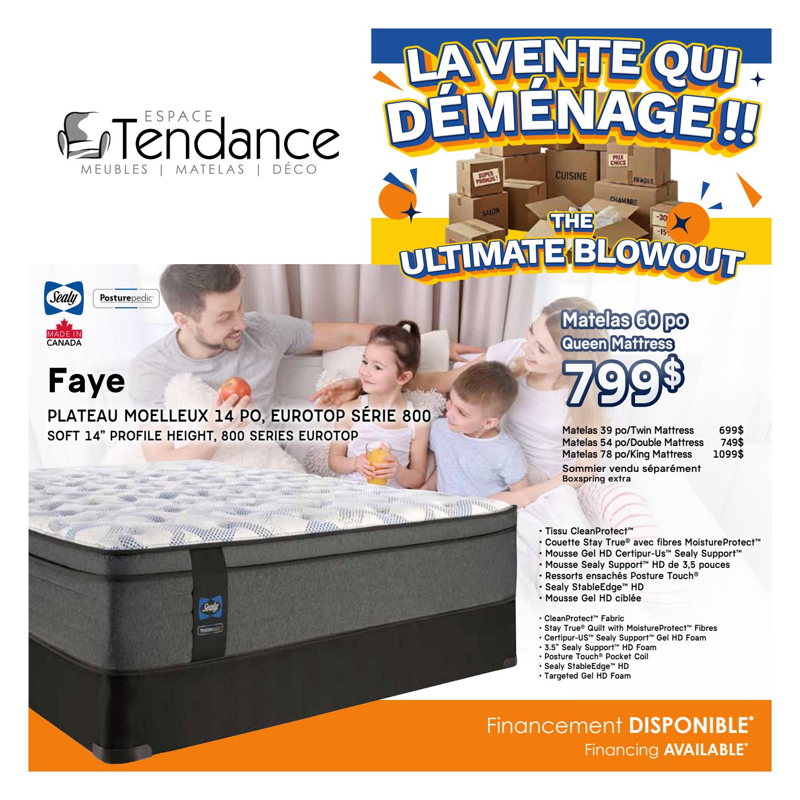 Dépliant Matelas Sealy Espace Tendance