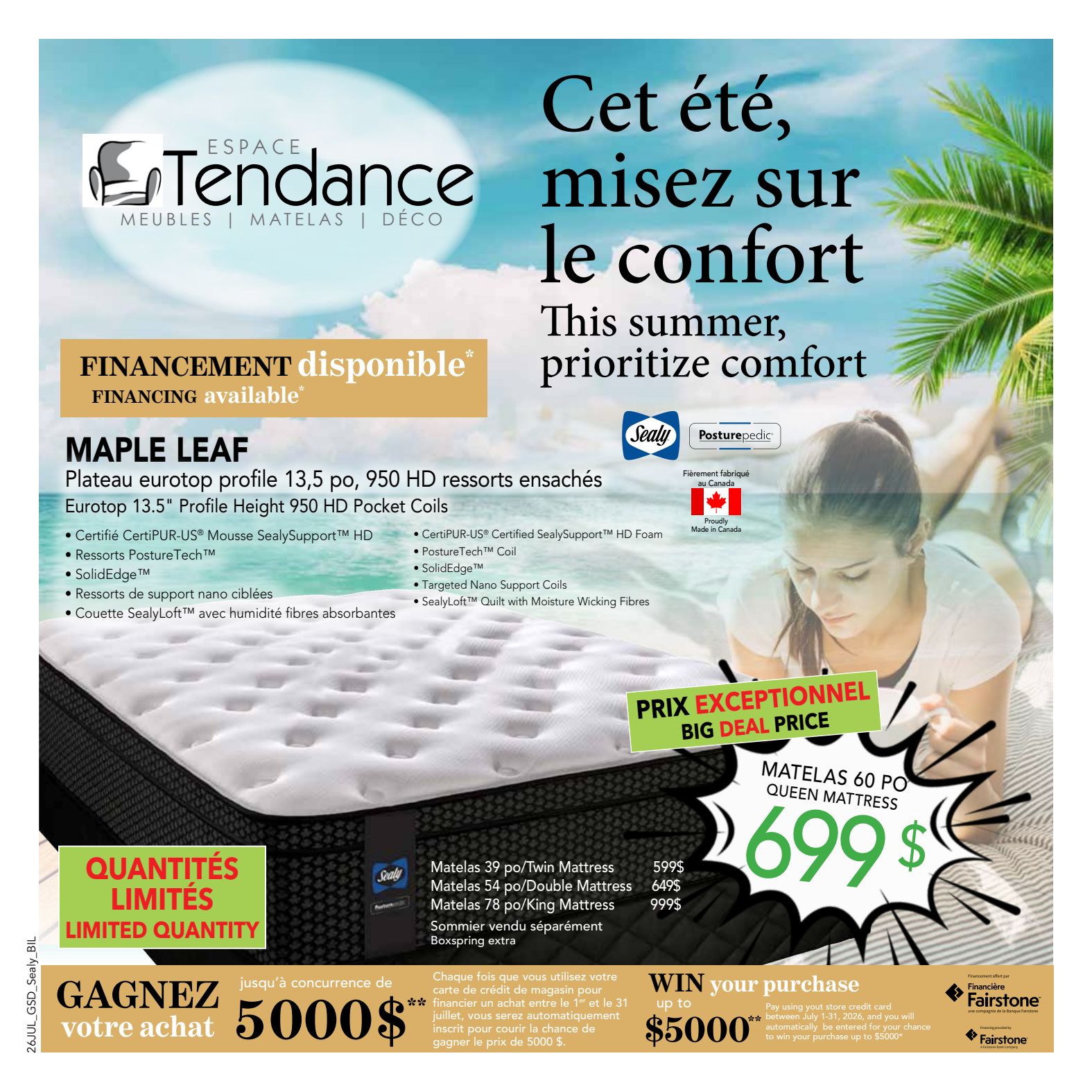 Espace Tendance Sealy Mattresses Flyer
