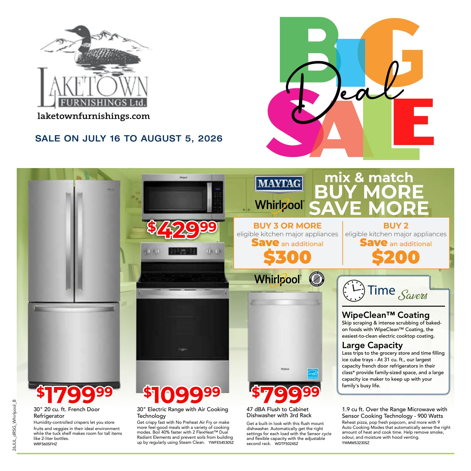 Laketown appliance promotional flyer
