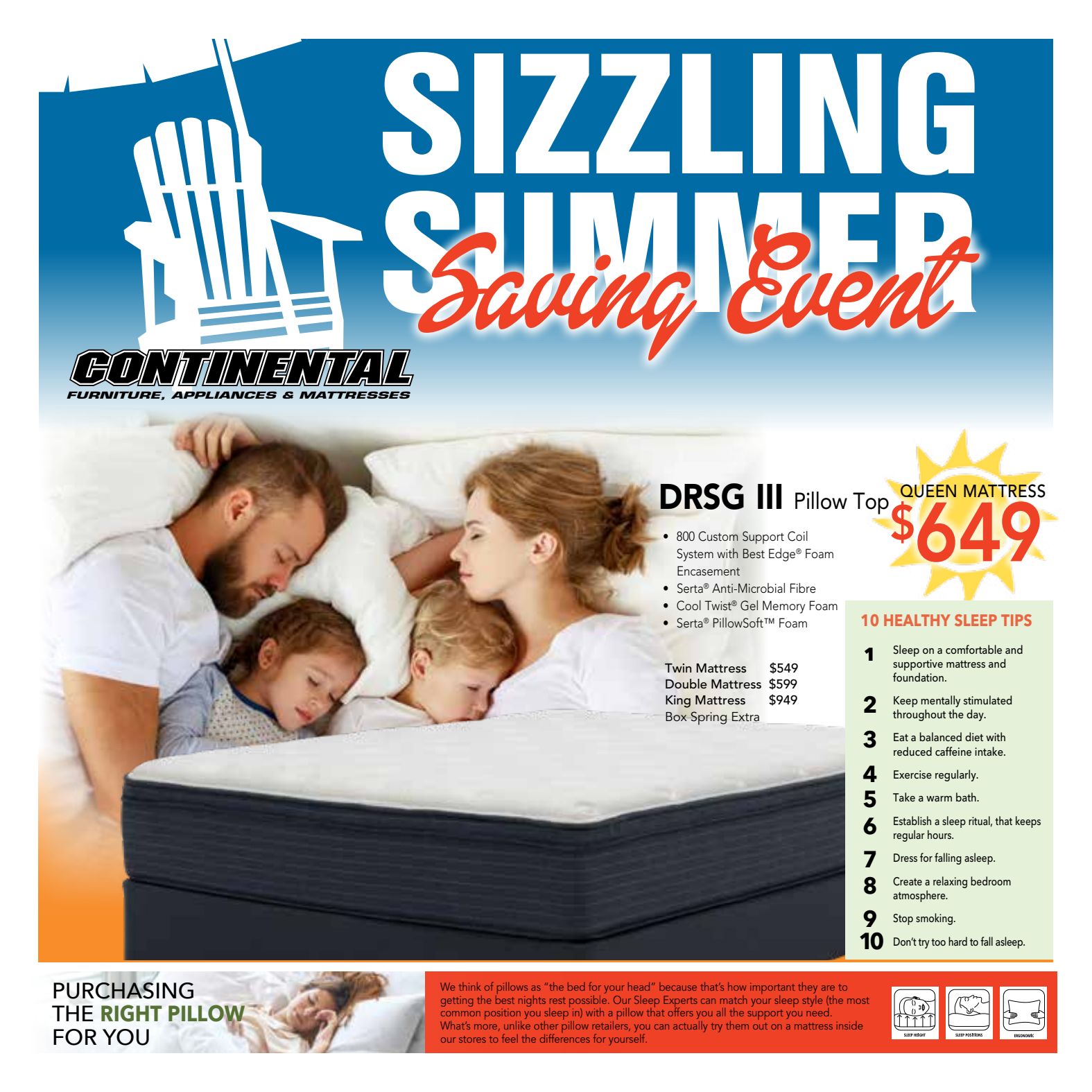 Continental Serta promotional flyer