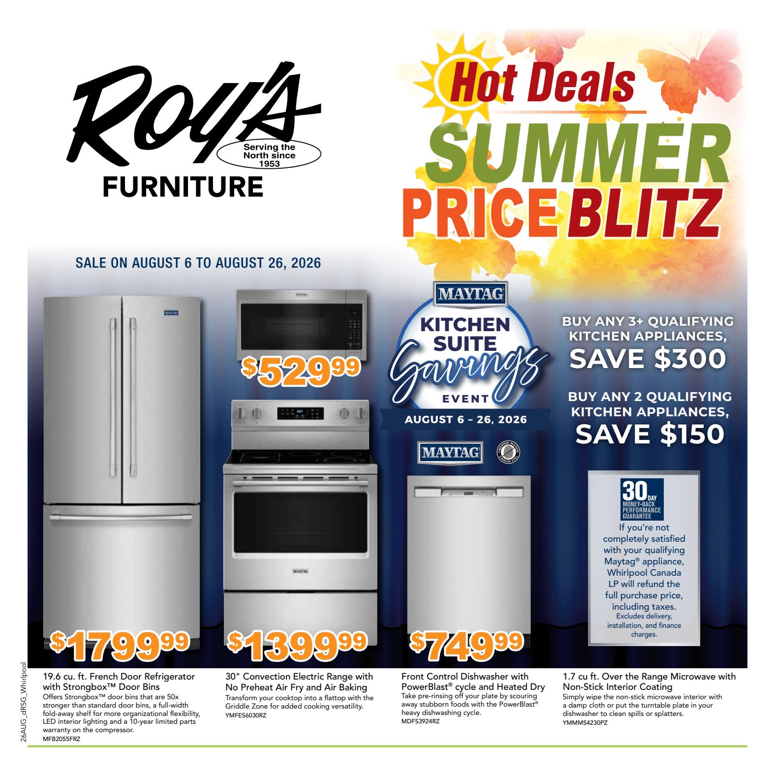 Roy's appliance promotional flyer