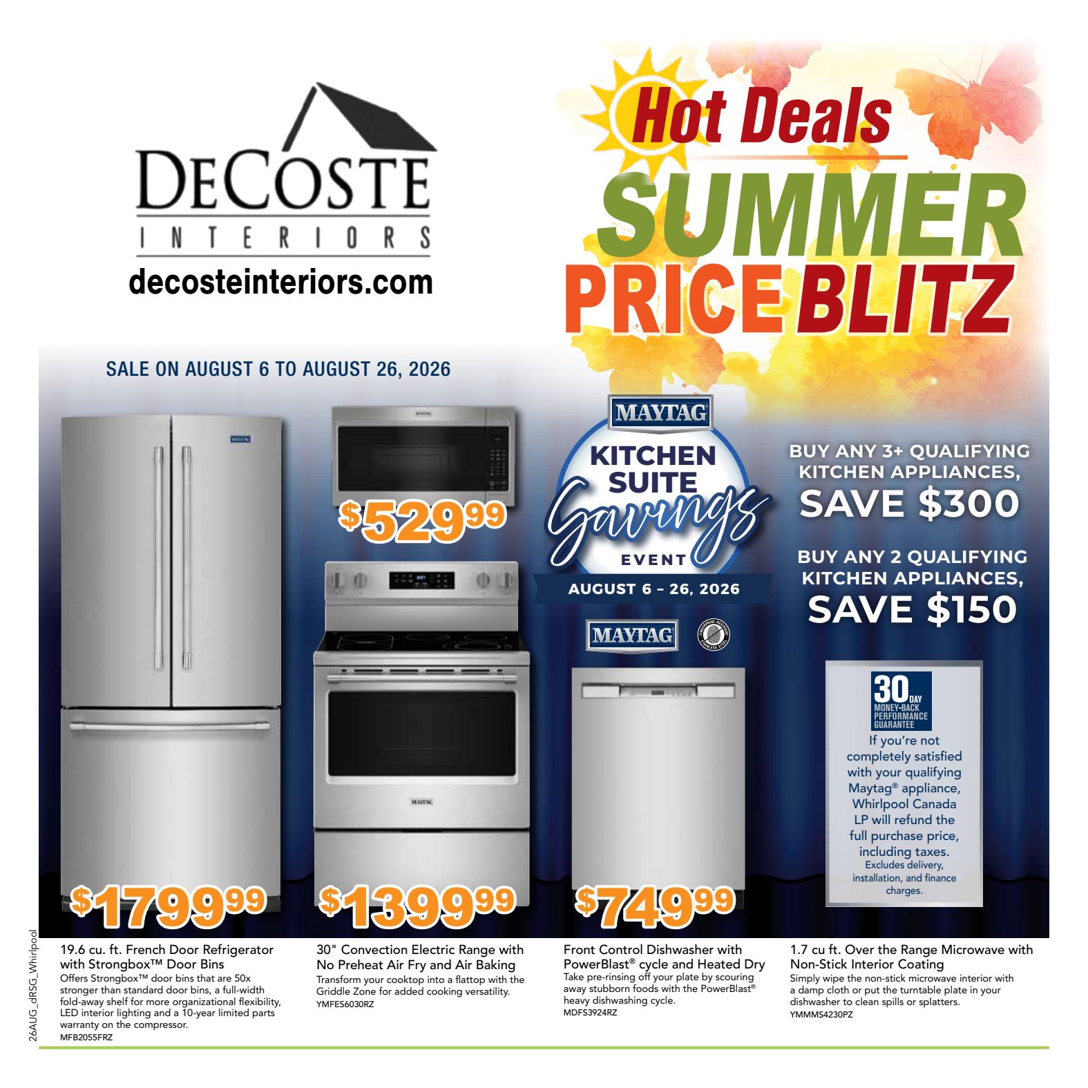 DeCoste appliance promotional flyer