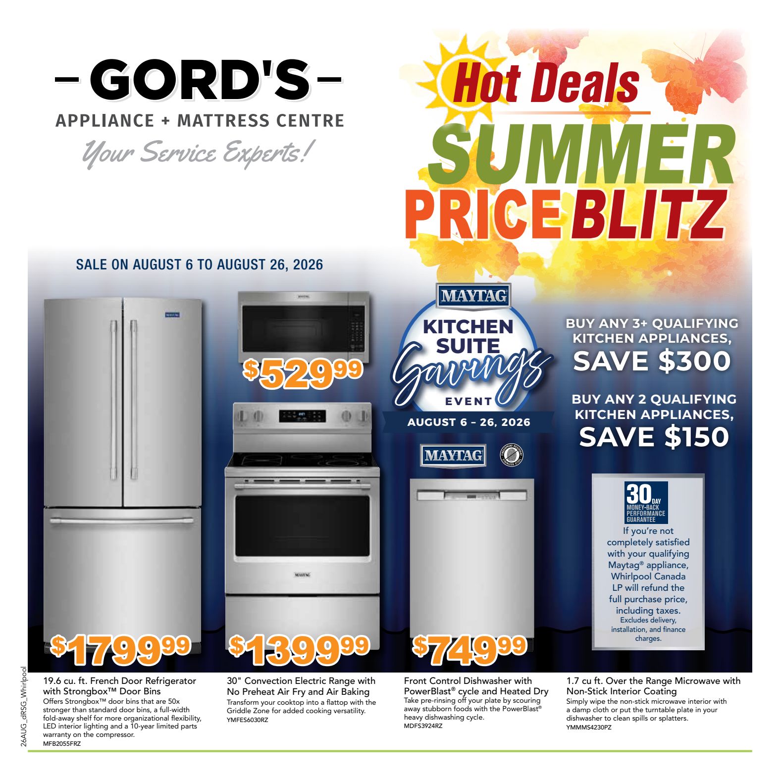 Gord's appliance promotional flyer