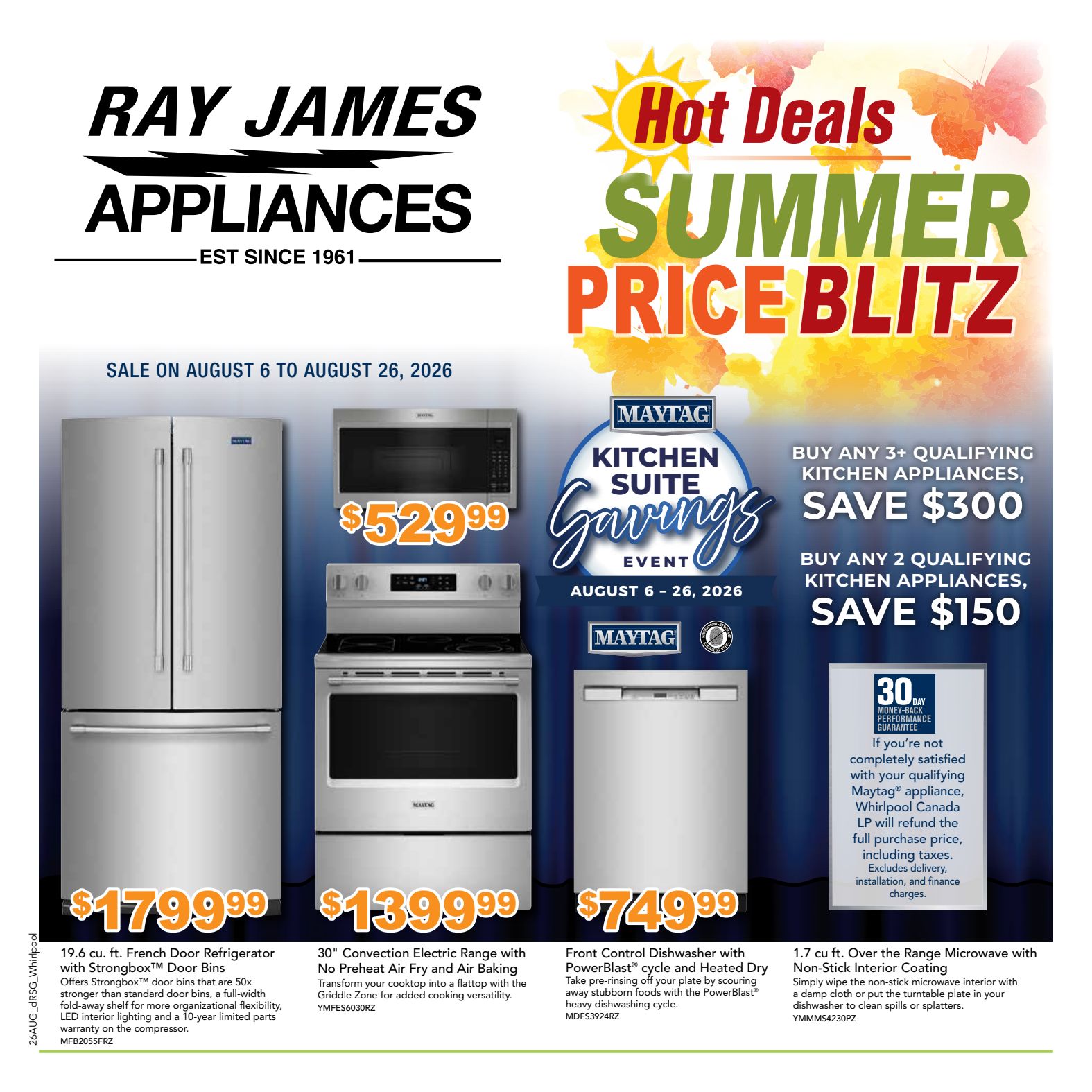 Ray James appliance promotional flyer