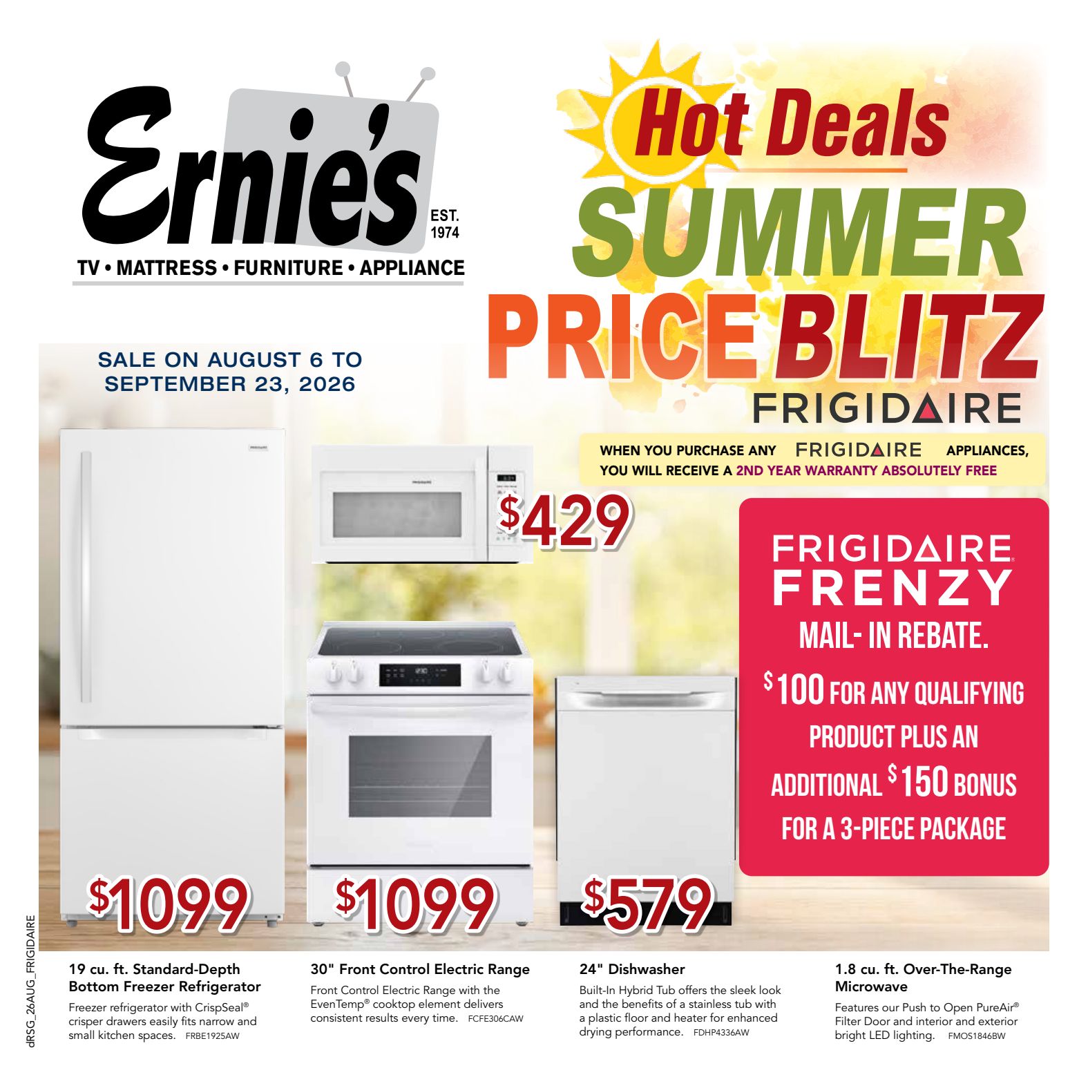 Ernie's appliance promotion flyer