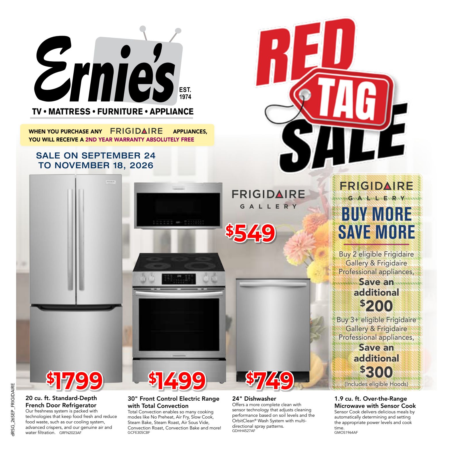Ernie's appliance promotion flyer