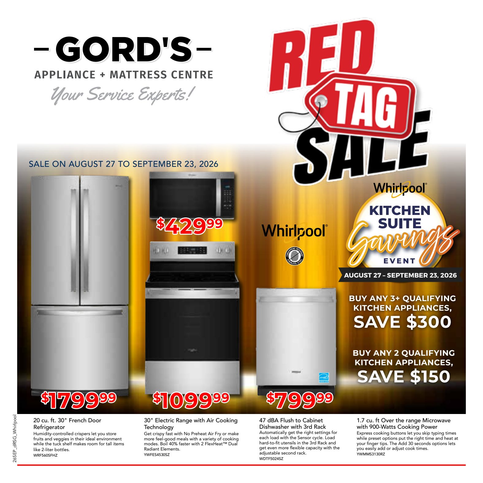 Gord's appliance promotional flyer