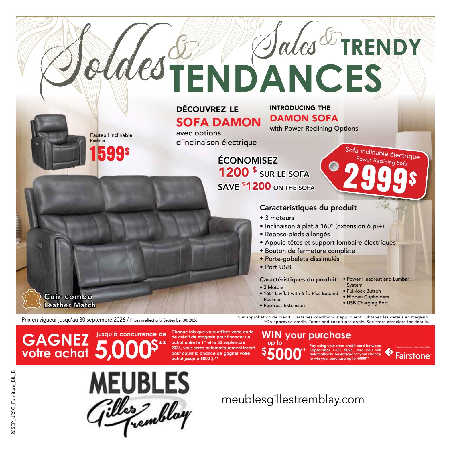 Gilles Tremblay furniture promotional flyer