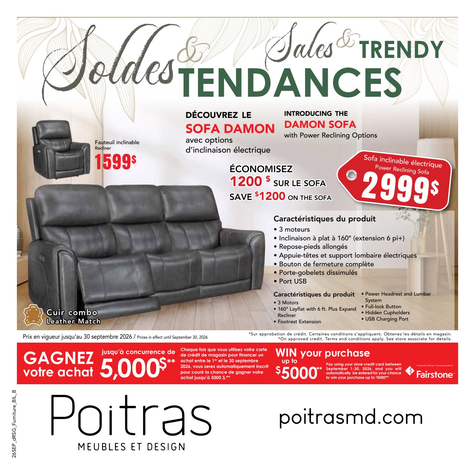 Poitras furniture promotional flyer