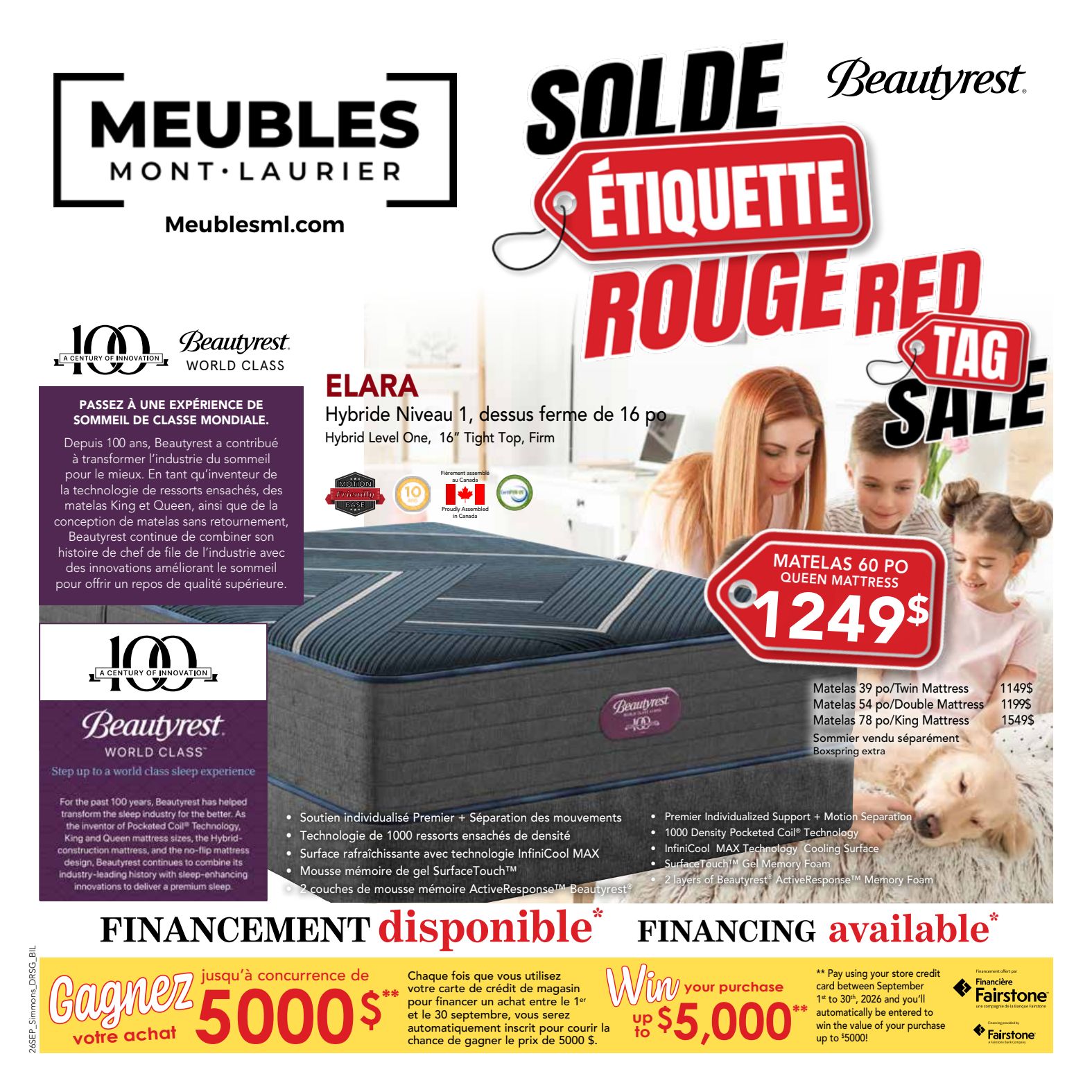 Mont-Laurier Simmons mattresses promotional flyer