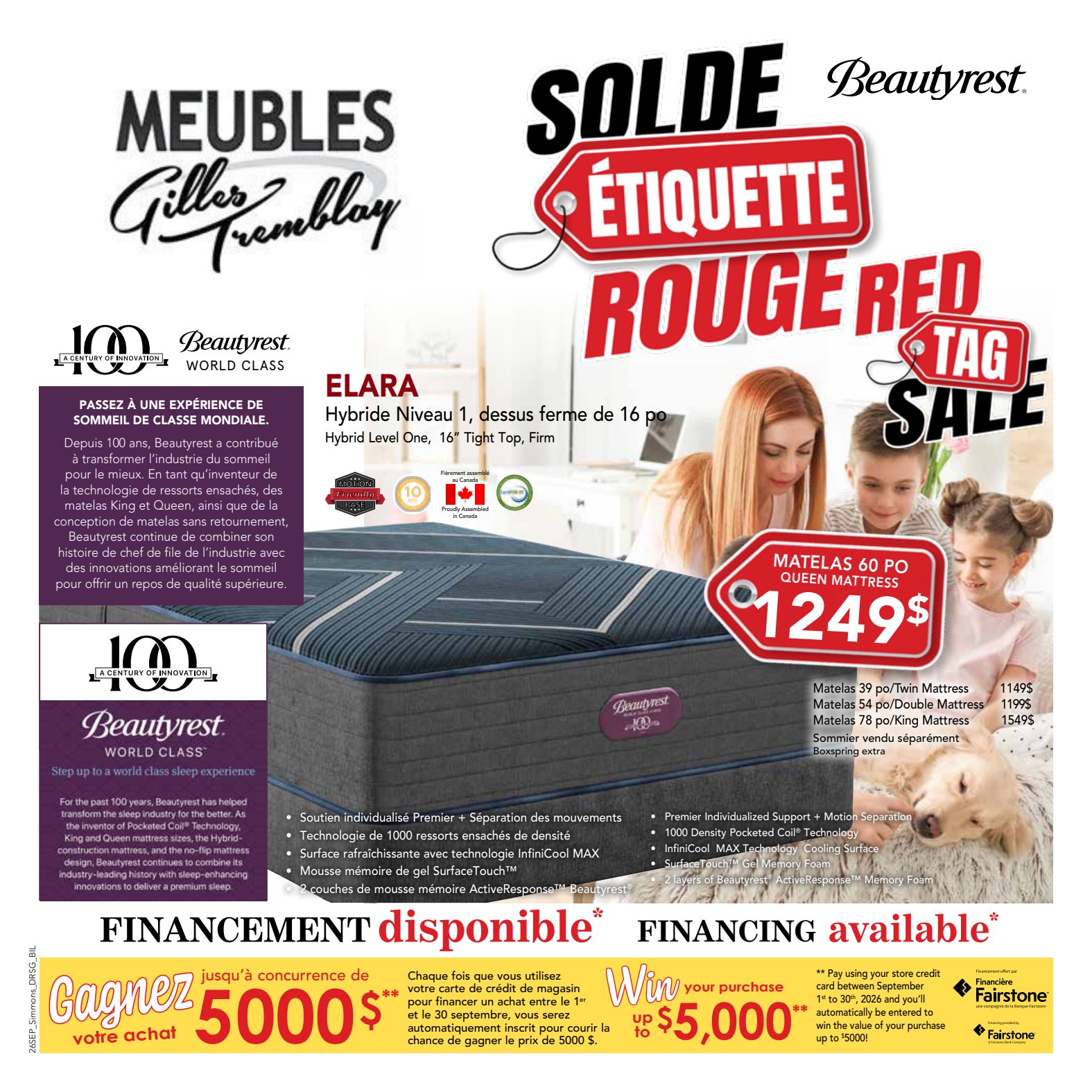 Gilles Tremblay Simmons mattresses promotional flyer