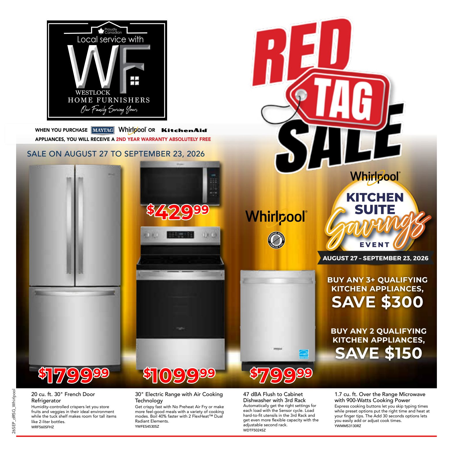 Westlock appliance promotional flyer