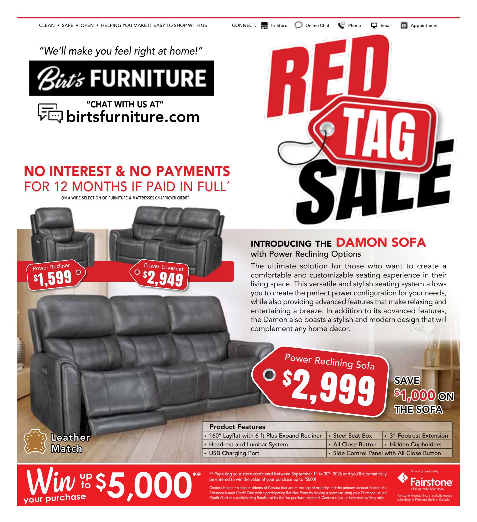 Birt's furniture promotional flyer
