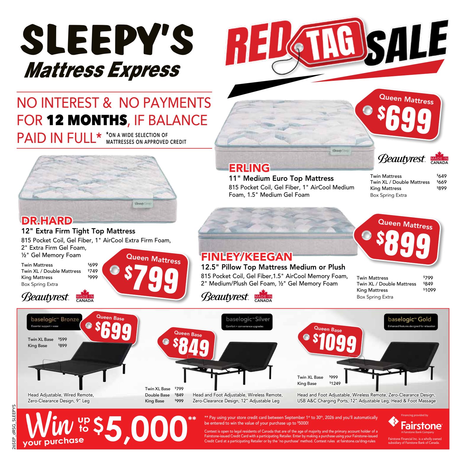 Sleepy's September promotional flyer